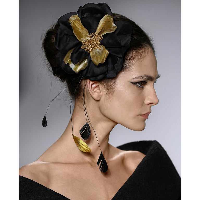 Yves Saint Laurent Decorative Head Piece Hair Comb Flower and Feathers Rare 70s Yves Saint Laurent Decorative Head Piece Hair Comb Flower  main image 4