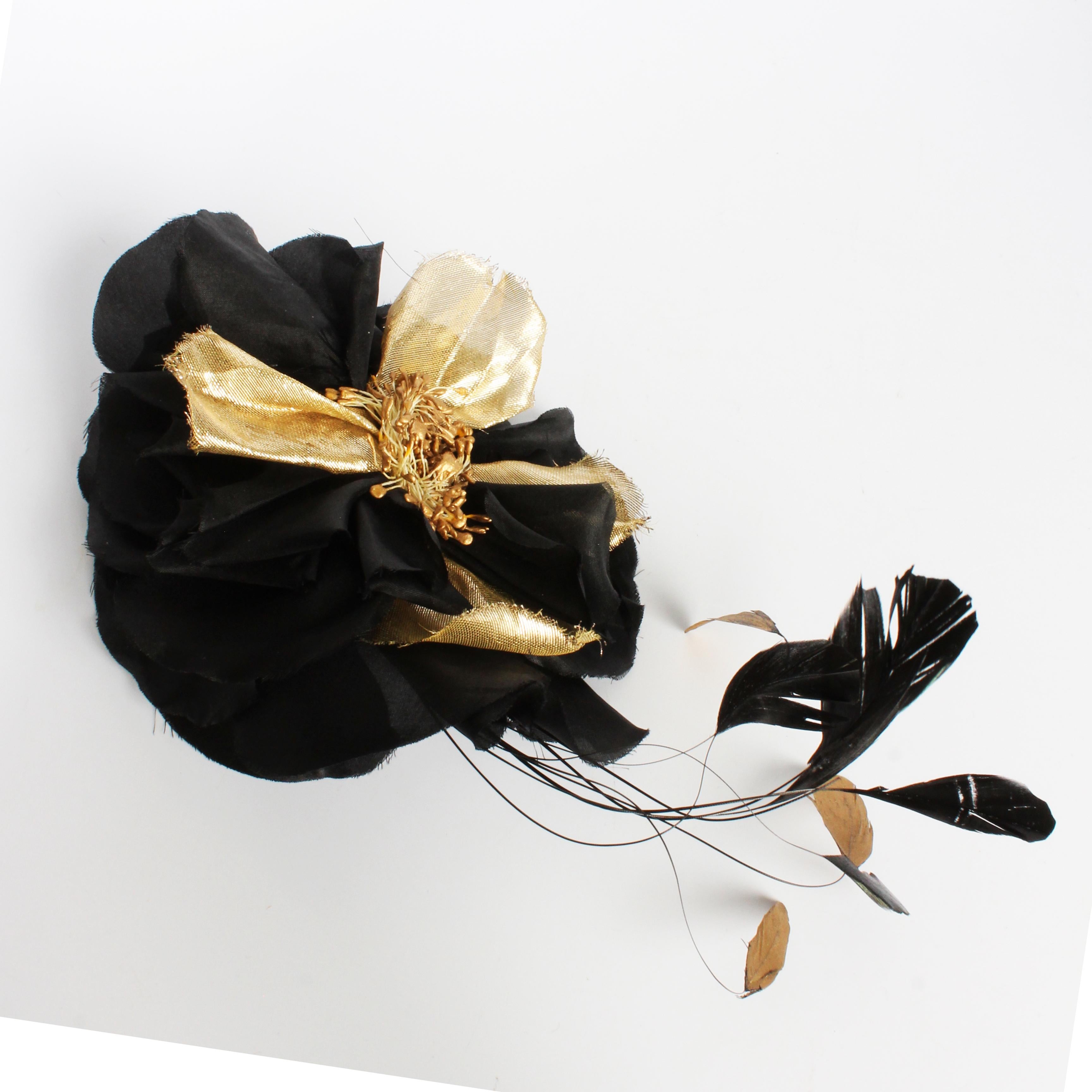 Yves Saint Laurent Decorative Head Piece Hair Comb Flower and Feathers Rare 70s For Sale 1