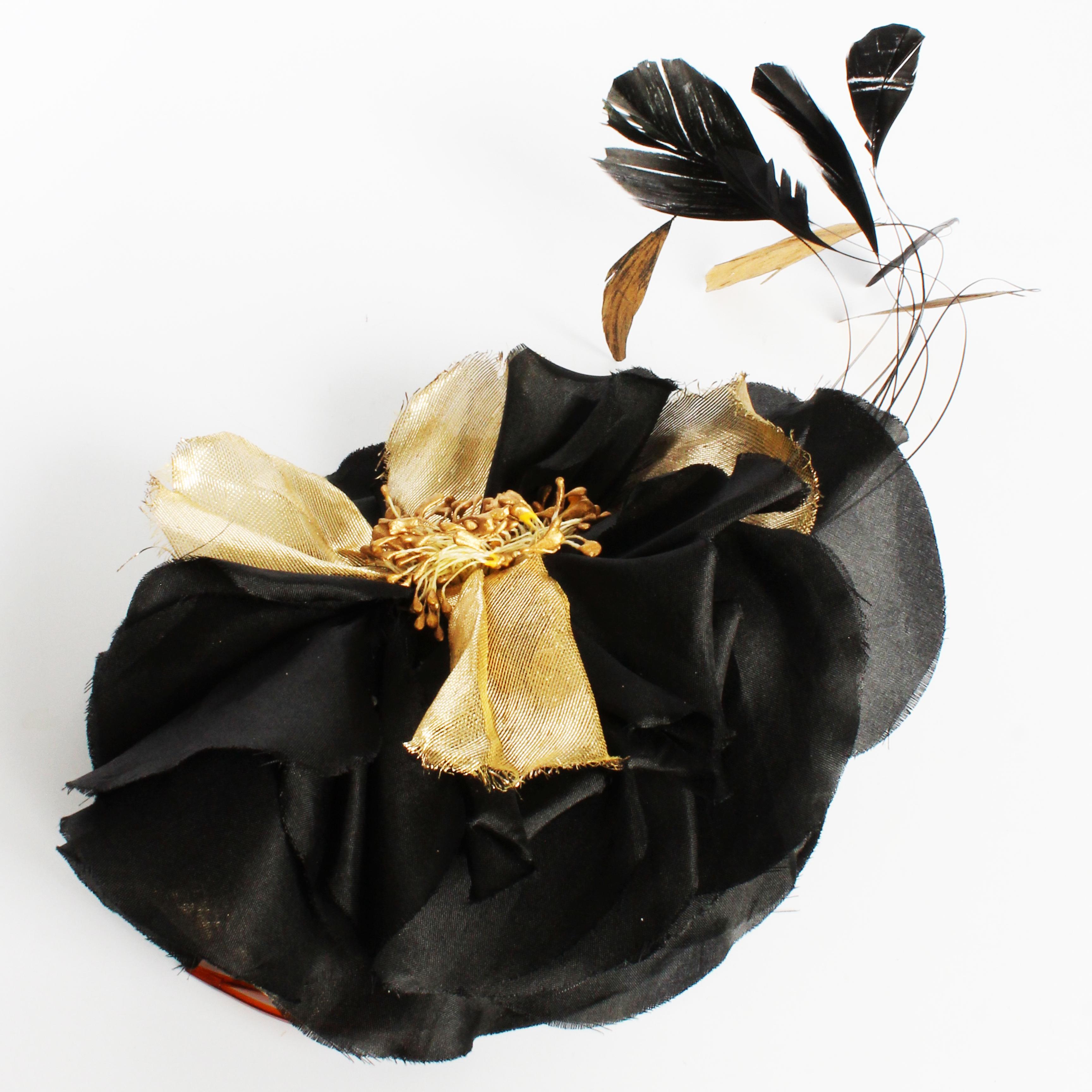 Yves Saint Laurent Decorative Head Piece Hair Comb Flower and Feathers Rare 70s For Sale 2