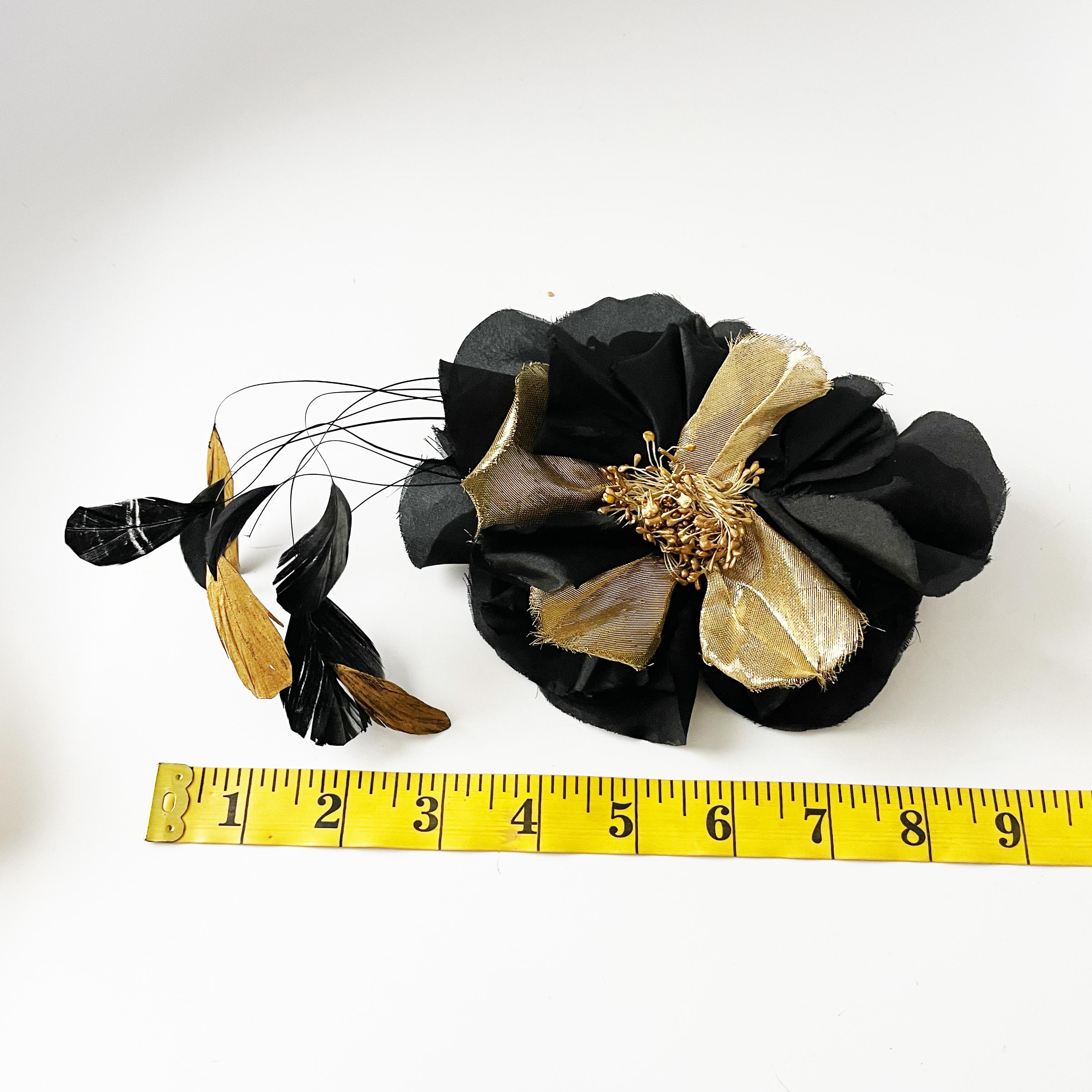 Yves Saint Laurent Decorative Head Piece Hair Comb Flower and Feathers Rare 70s For Sale 3