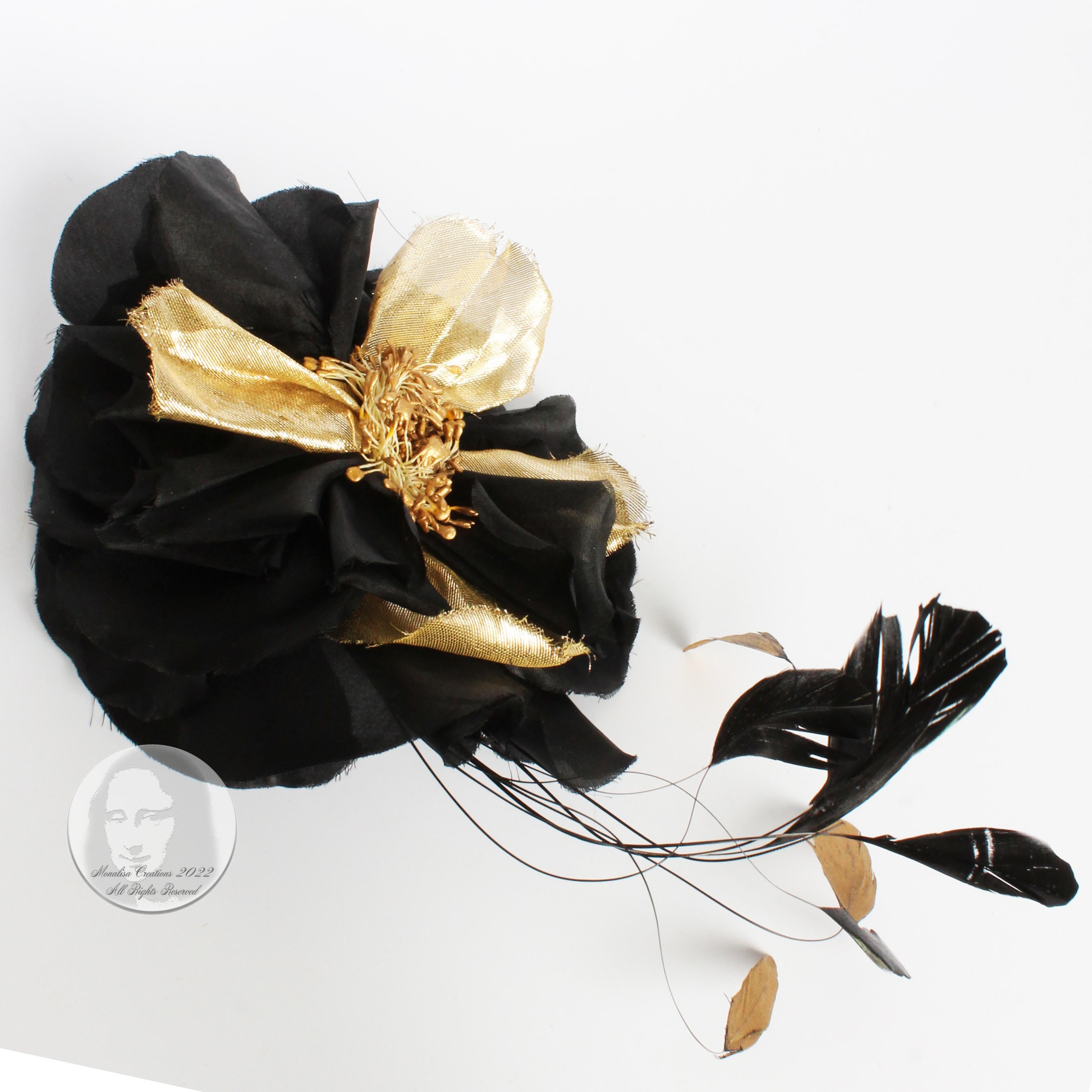 Yves Saint Laurent Decorative Head Piece Hair Comb Flower and Feathers Rare 70s For Sale 4