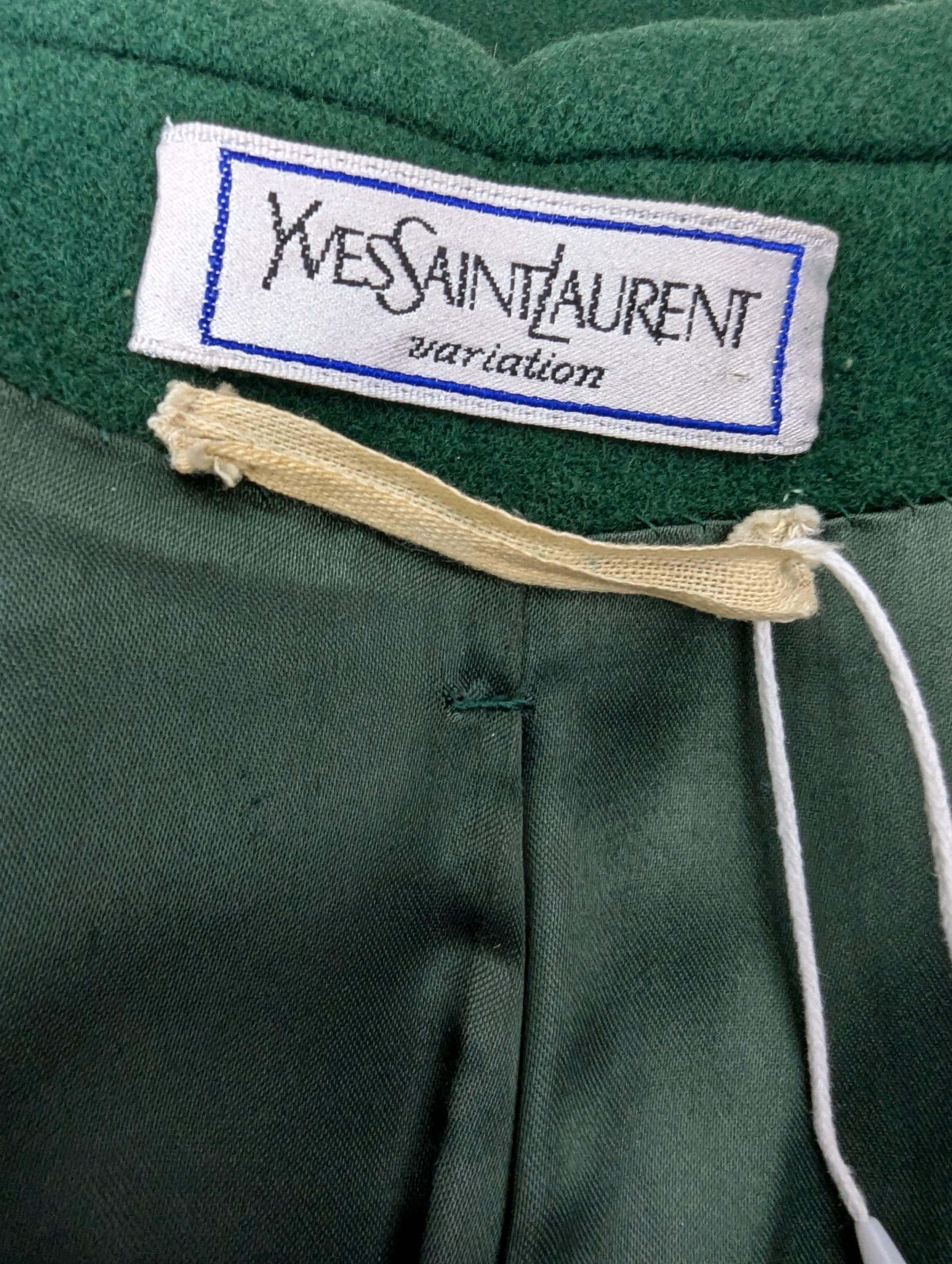 Yves Saint Laurent Deep Green Coat For Sale 1