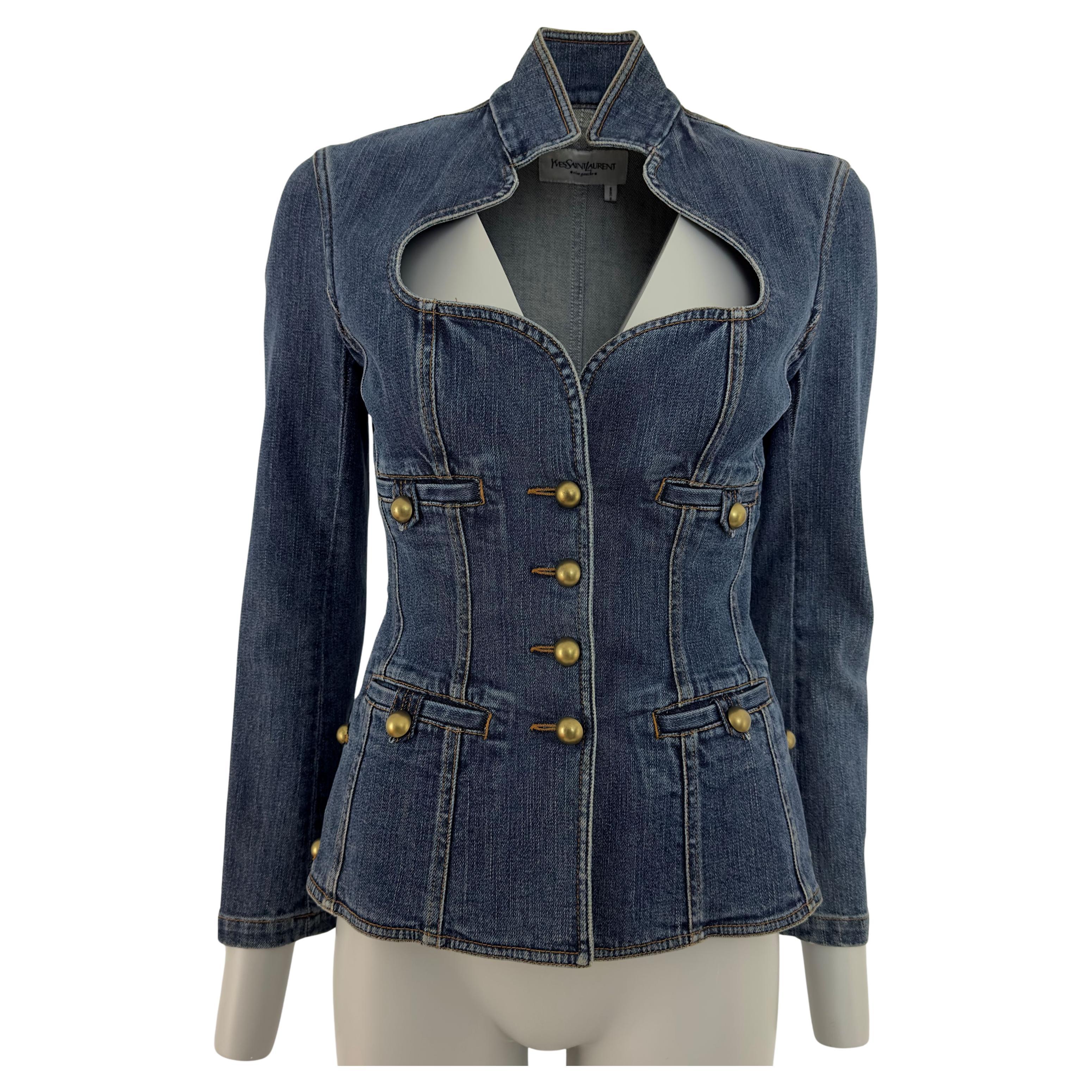 YVES SAINT LAURENT Denim Jacket in Blue circa 1990 For Sale