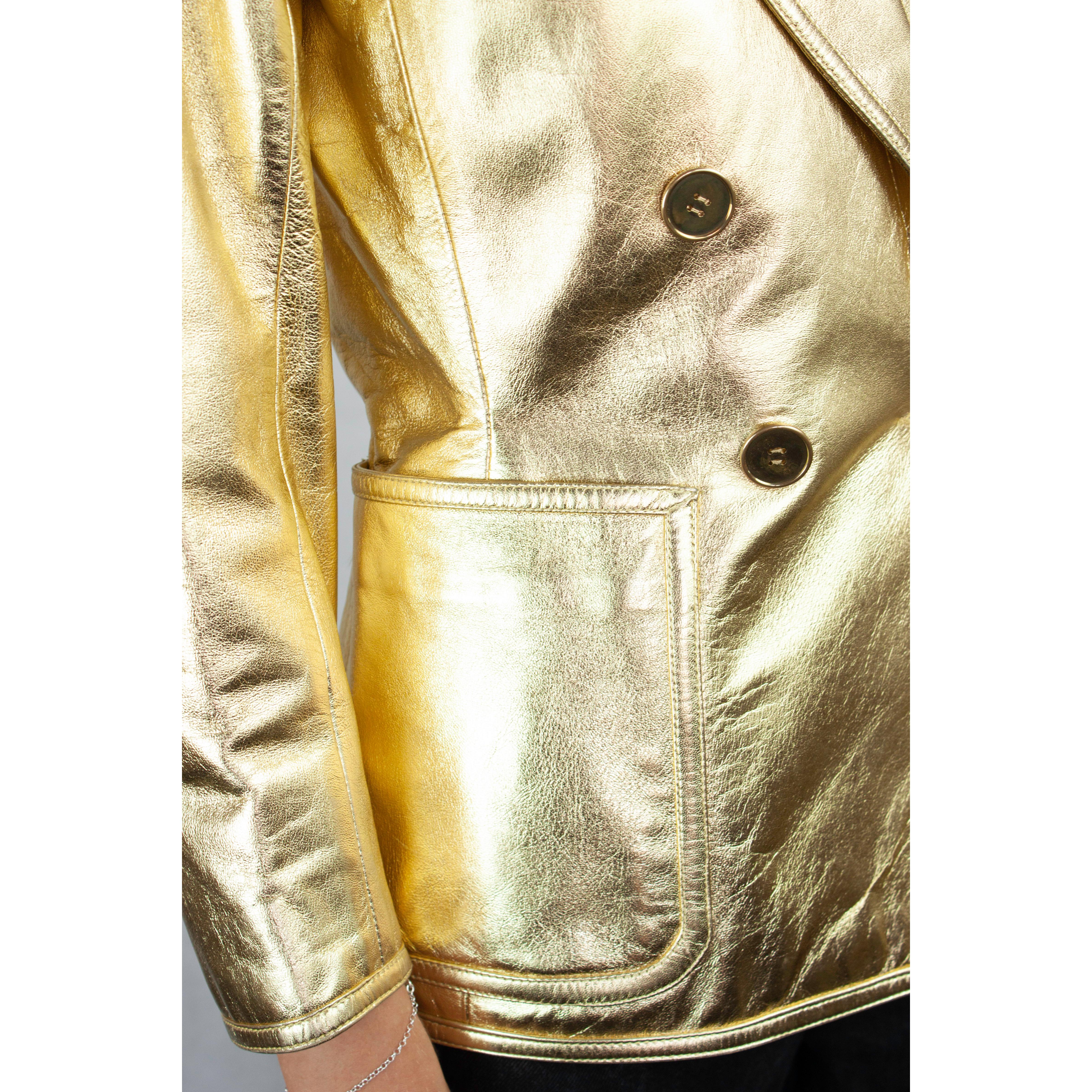 Women's Yves Saint Laurent documented  gold leather jacket. Circa 1970s
