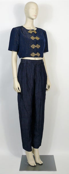 Yves Saint Laurent Documented Oriental Cropped Jacket and Harem Pants Ensemble
