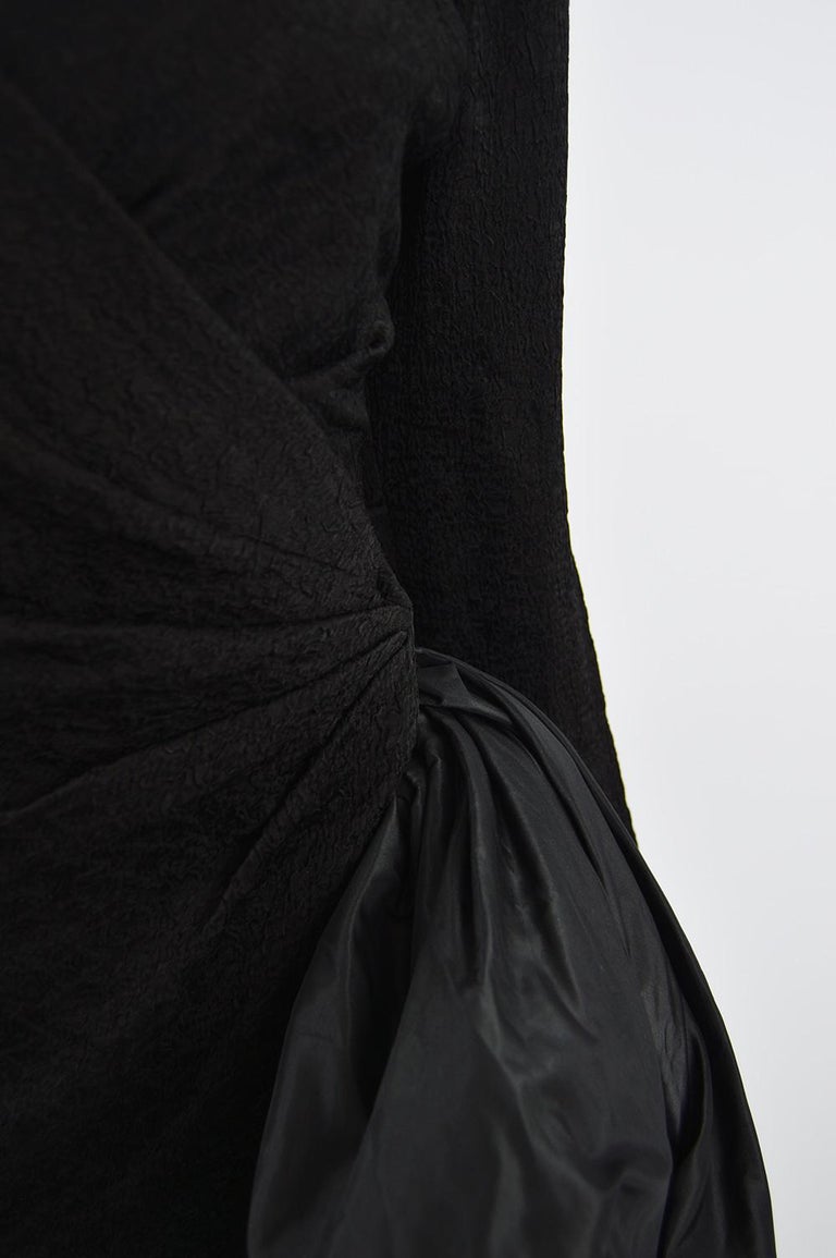 Yves Saint Laurent Documented Rive Gauche Black Cloqué Evening Dress ...