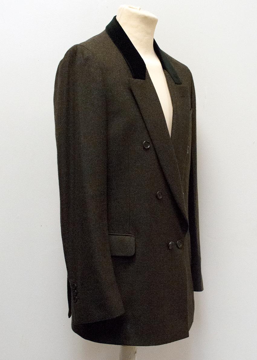 Black Yves Saint Laurent Double Breasted Brown Blazer Size IT 52R For Sale
