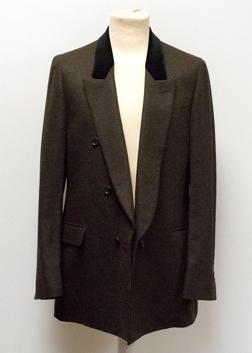 Men's Yves Saint Laurent Double Breasted Brown Blazer Size IT 52R For Sale