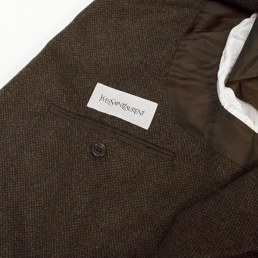 Yves Saint Laurent Double Breasted Brown Blazer Size IT 52R For Sale 1