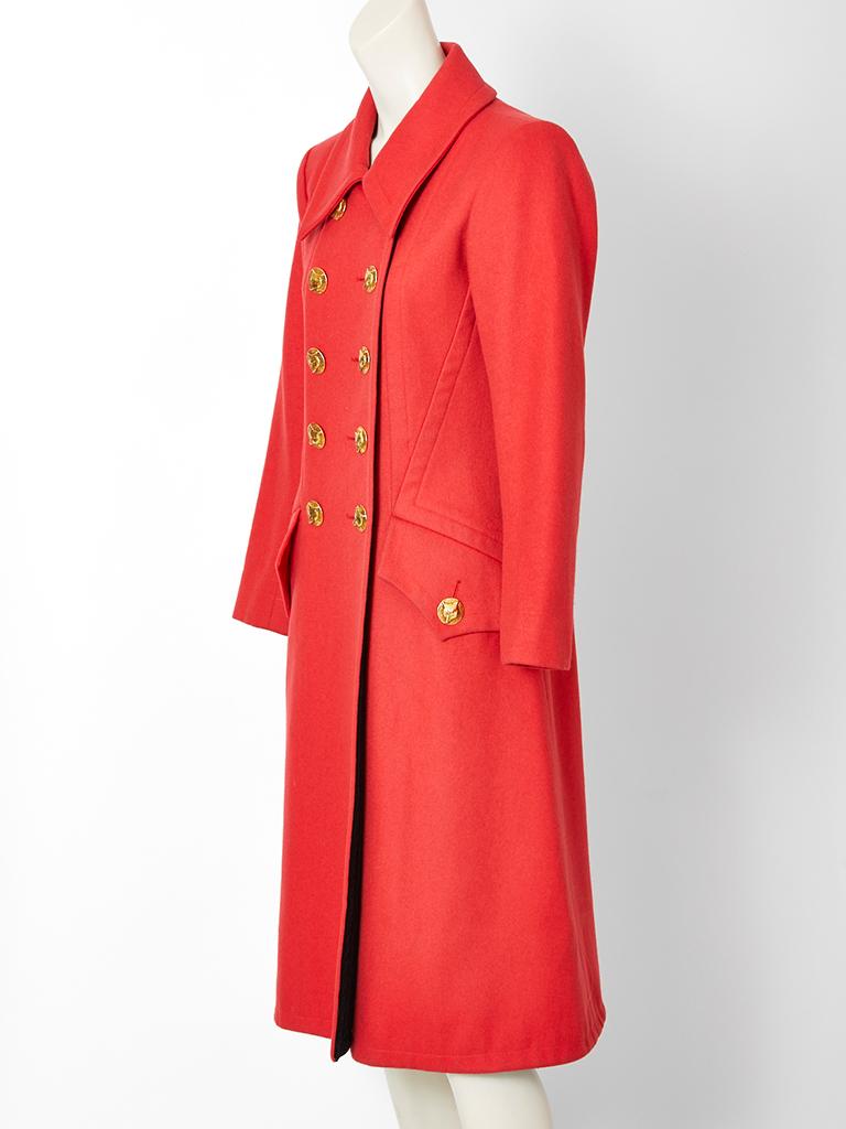 Red Yves Saint Laurent Double Breasted Coat 