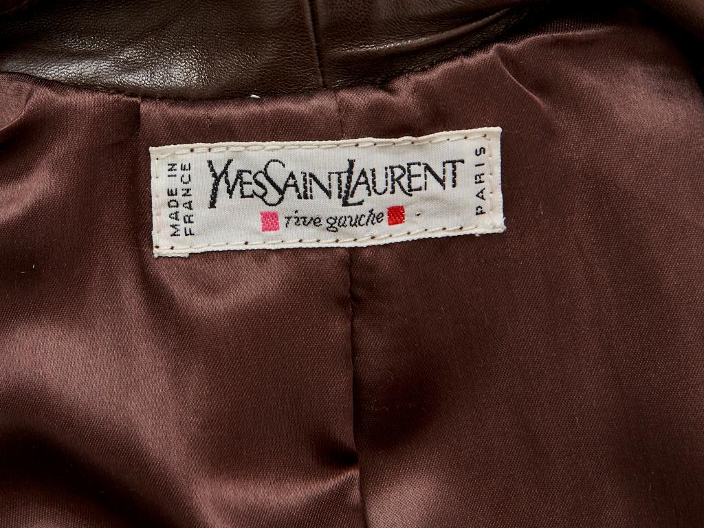 Yves Saint Laurent Double Breasted Leather Blazer In Good Condition In New York, NY