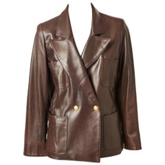 Yves Saint Laurent Double Breasted Leather Blazer