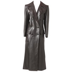 Yves Saint Laurent Double Breasted Leather Coat