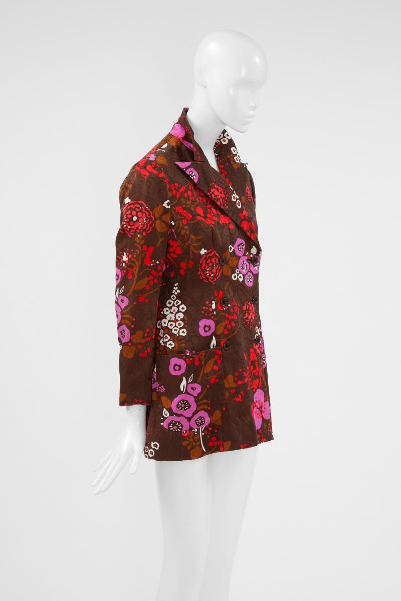 Women's Yves Saint Laurent Double-Breasted Printed Blazer Jacket, Spring-Summer 1971