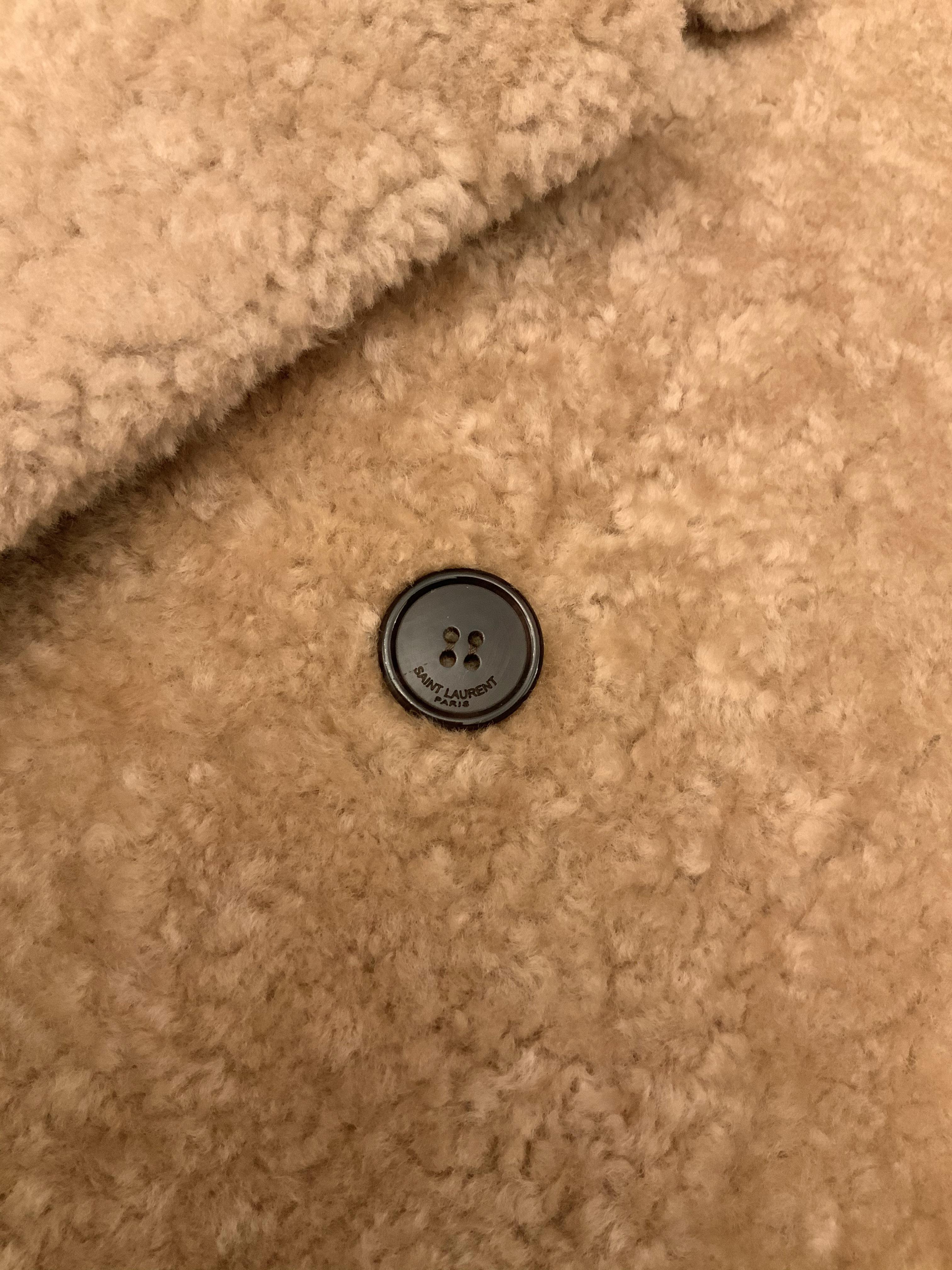 Brown Yves Saint Laurent Double-breasted Shearling Coat