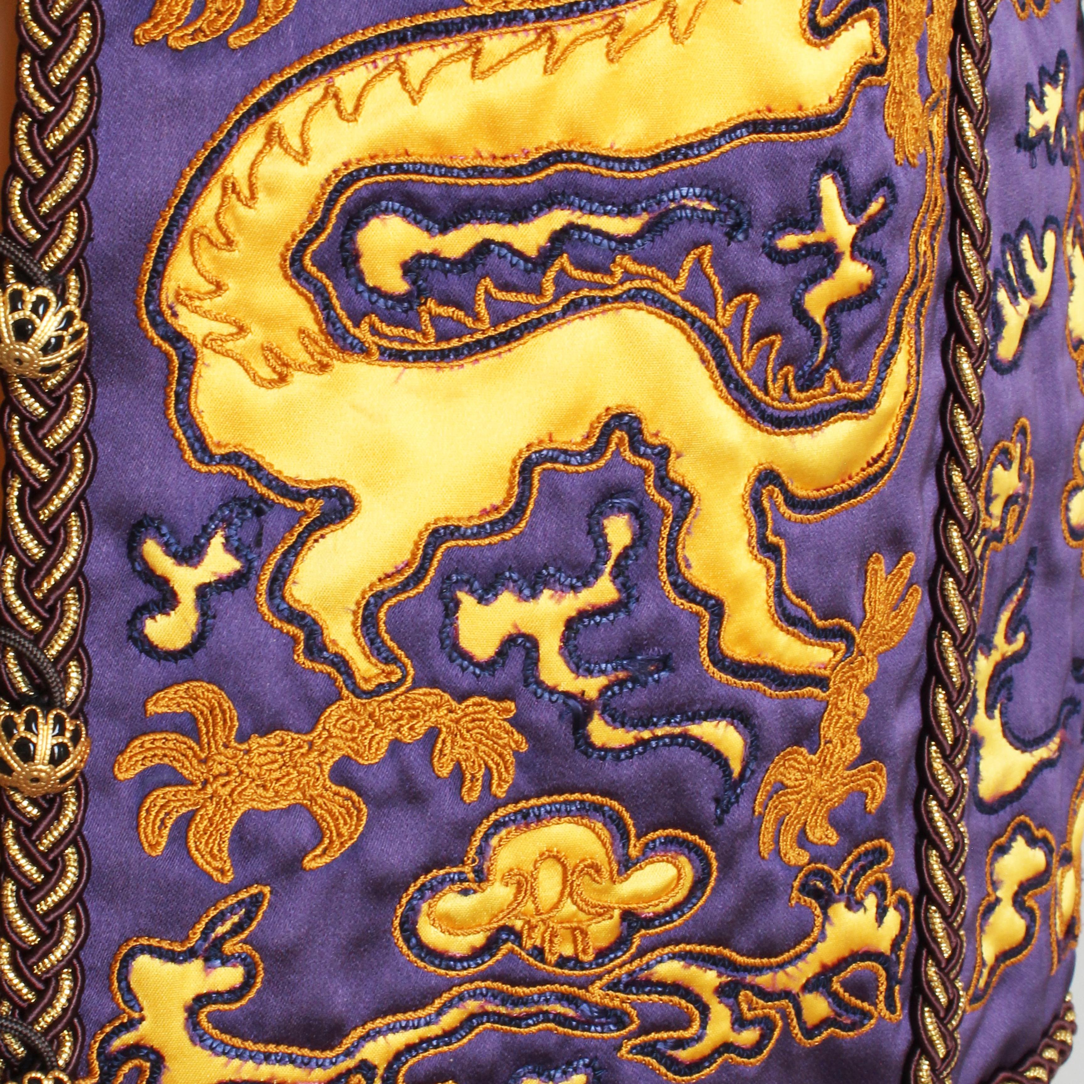 Yves Saint Laurent Dragon Vest Purple Gold Embroidery Vintage NWT NOS Sz 34   For Sale 1