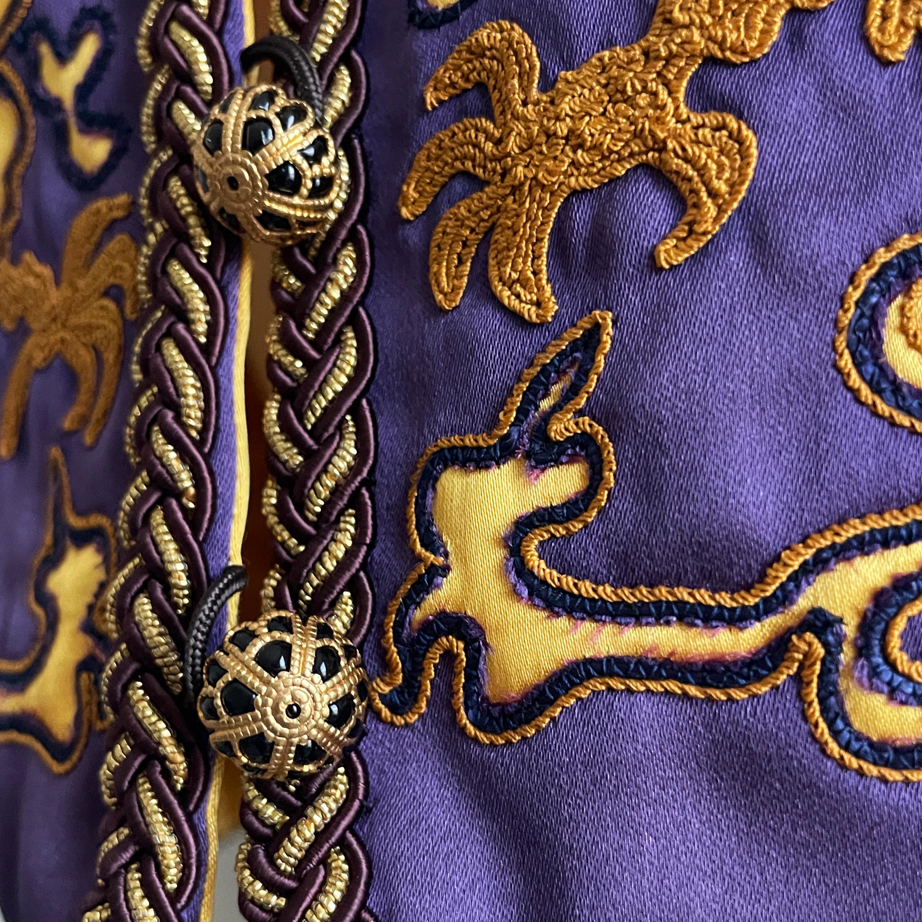 Yves Saint Laurent Dragon Vest Purple Gold Embroidery Vintage NWT NOS Sz 34   For Sale 4