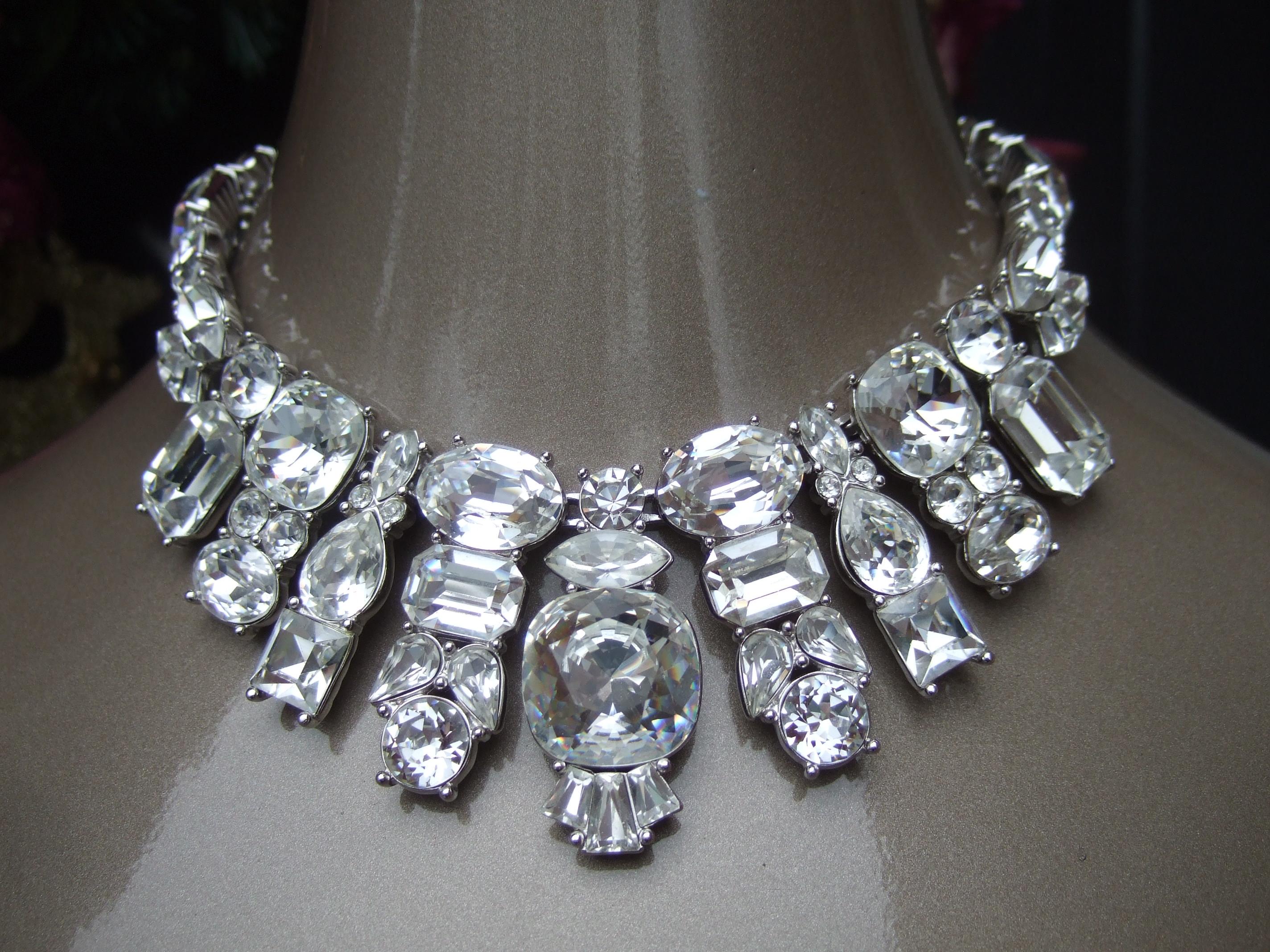 Women's YVES SAINT LAURENT Dramatic Glittering Crystal Statement Necklace c 1980s