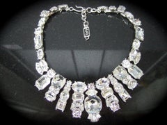 YVES SAINT LAURENT Dramatic Glittering Crystal Statement Necklace c 1980s