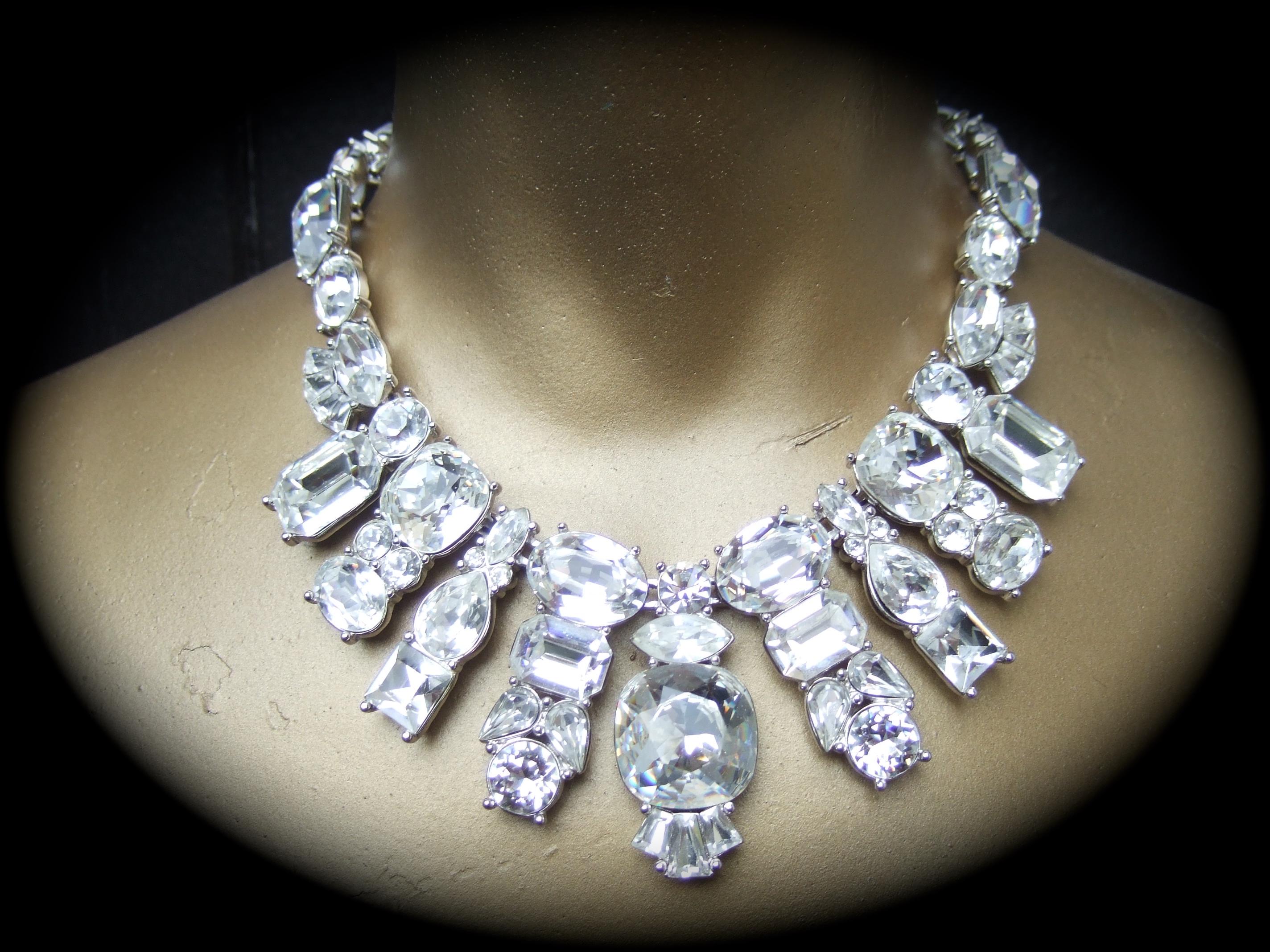 Contemporary YVES SAINT LAURENT Dramatic Glittering Crystal Statement Necklace c 1980s