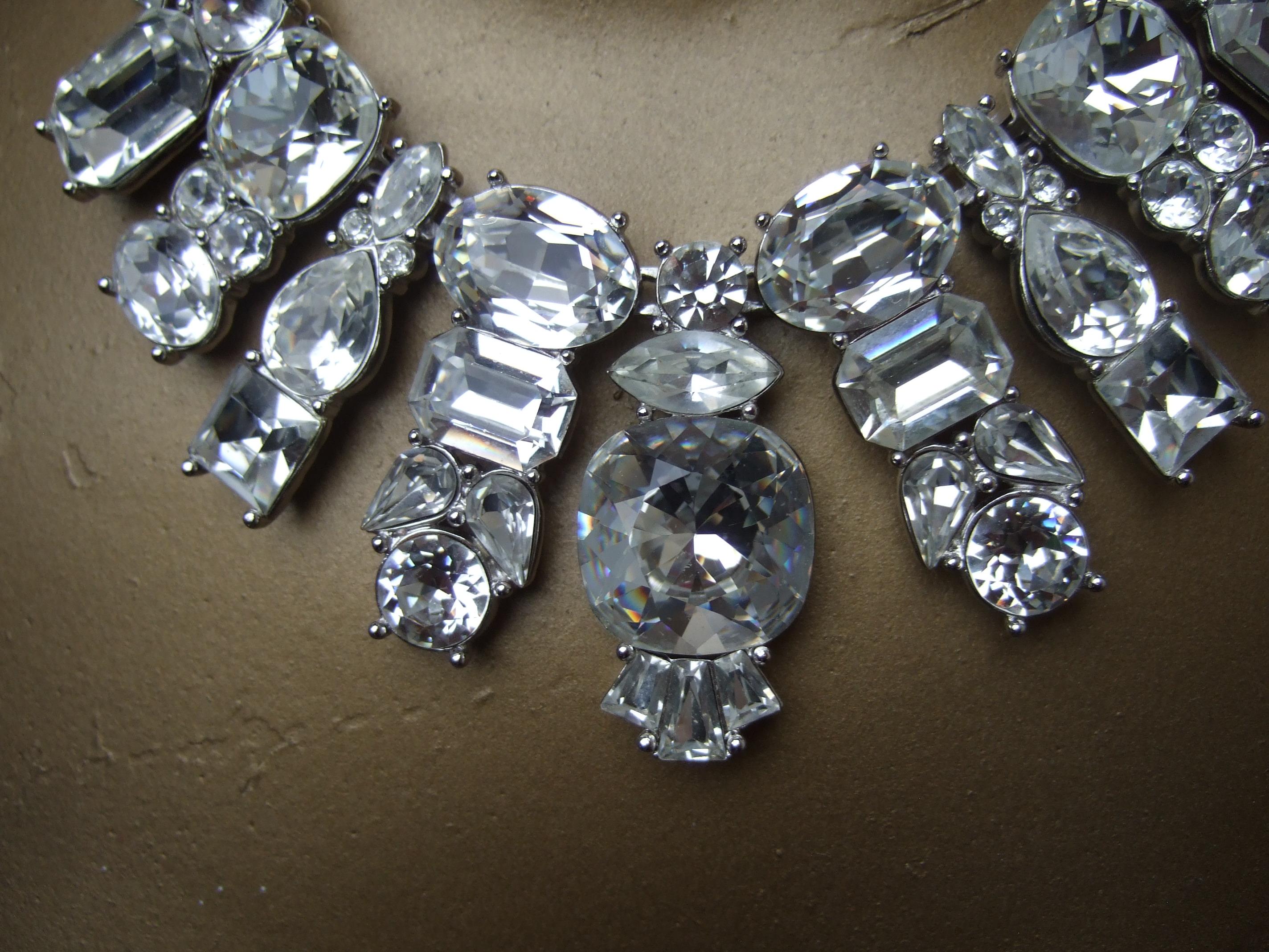 YVES SAINT LAURENT Dramatic Glittering Crystal Statement Necklace c 1980s 5