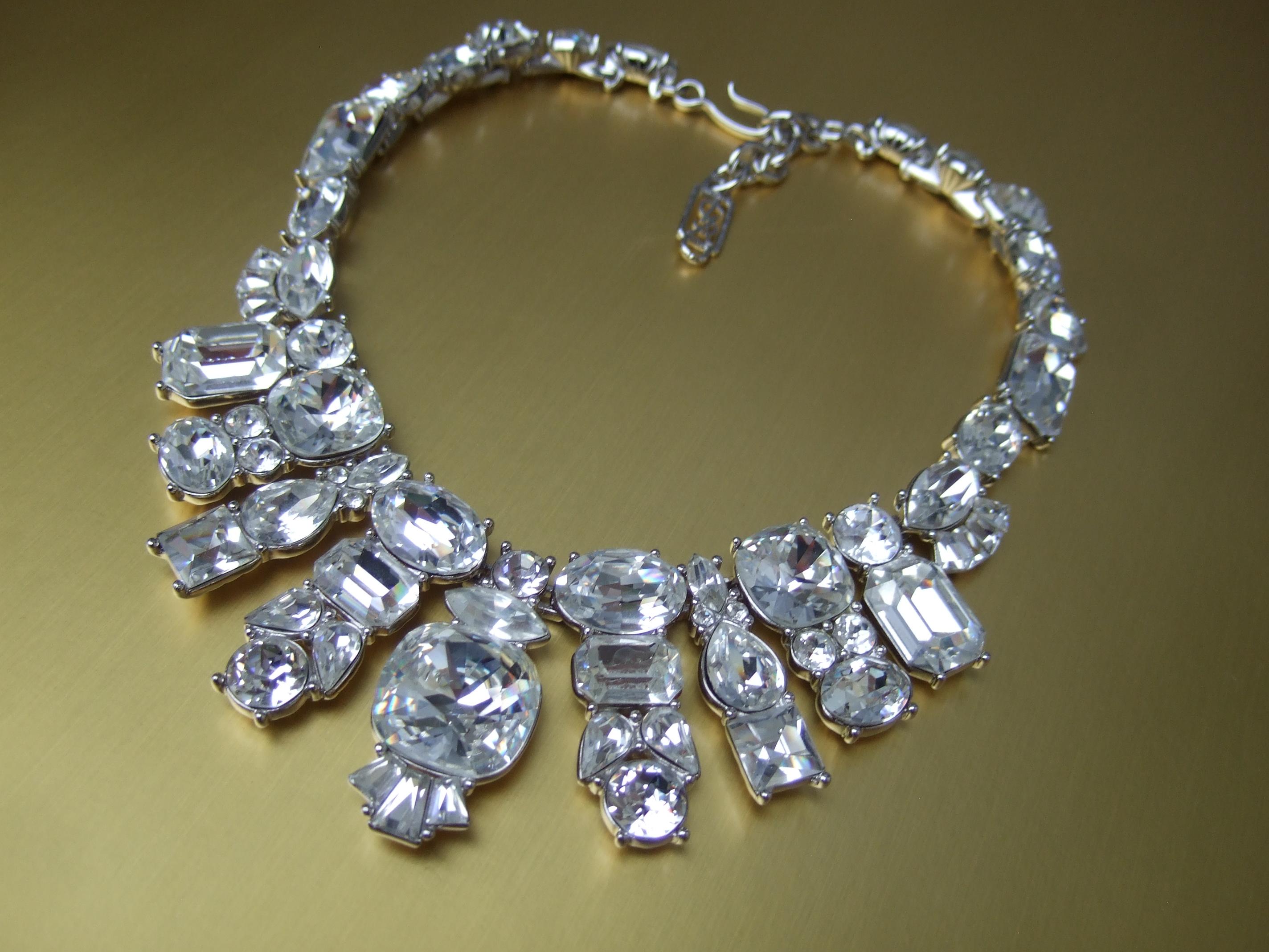 YVES SAINT LAURENT Dramatic Glittering Crystal Statement Necklace c 1980s 1