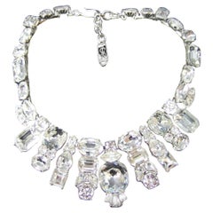 YVES SAINT LAURENT Dramatic Glittering Crystal Statement Necklace c 1980s