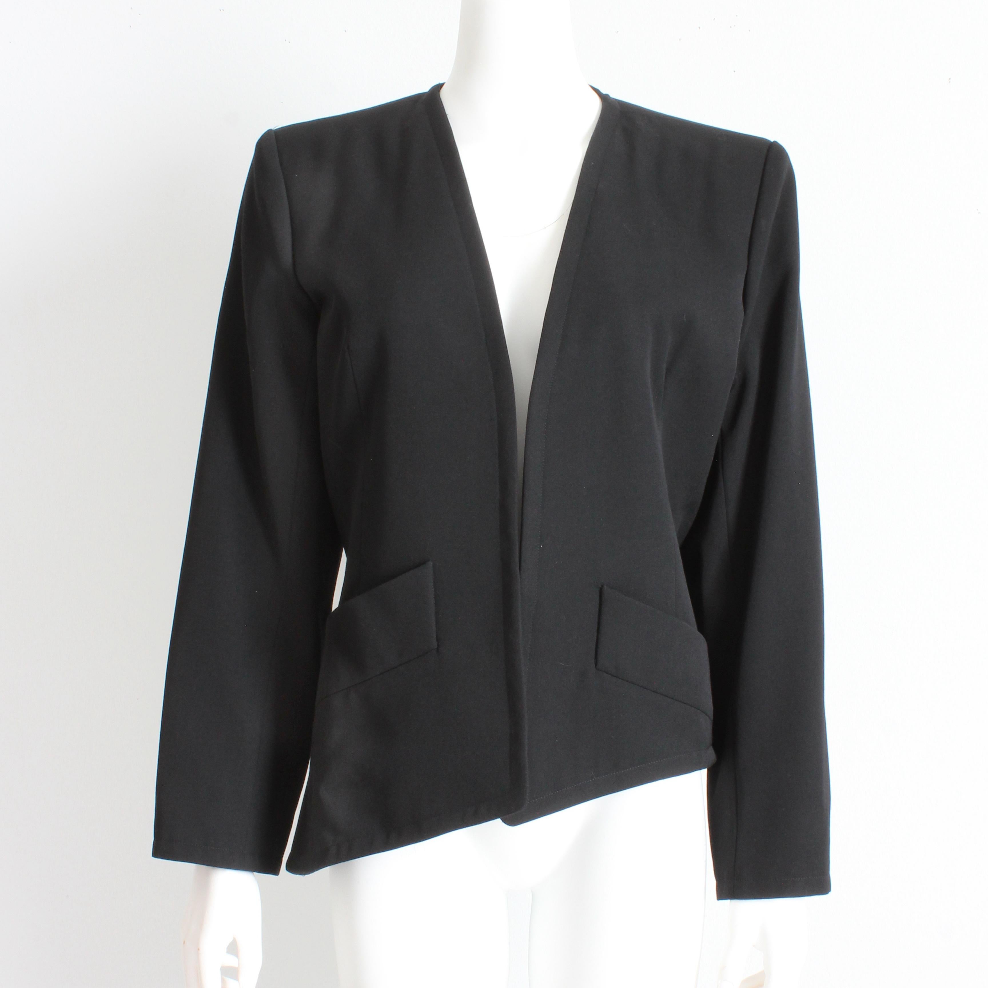 Yves Saint Laurent Dress and Jacket 2pc Set Black Wool YSL Rive Gauche 90s Sz 40 For Sale 5