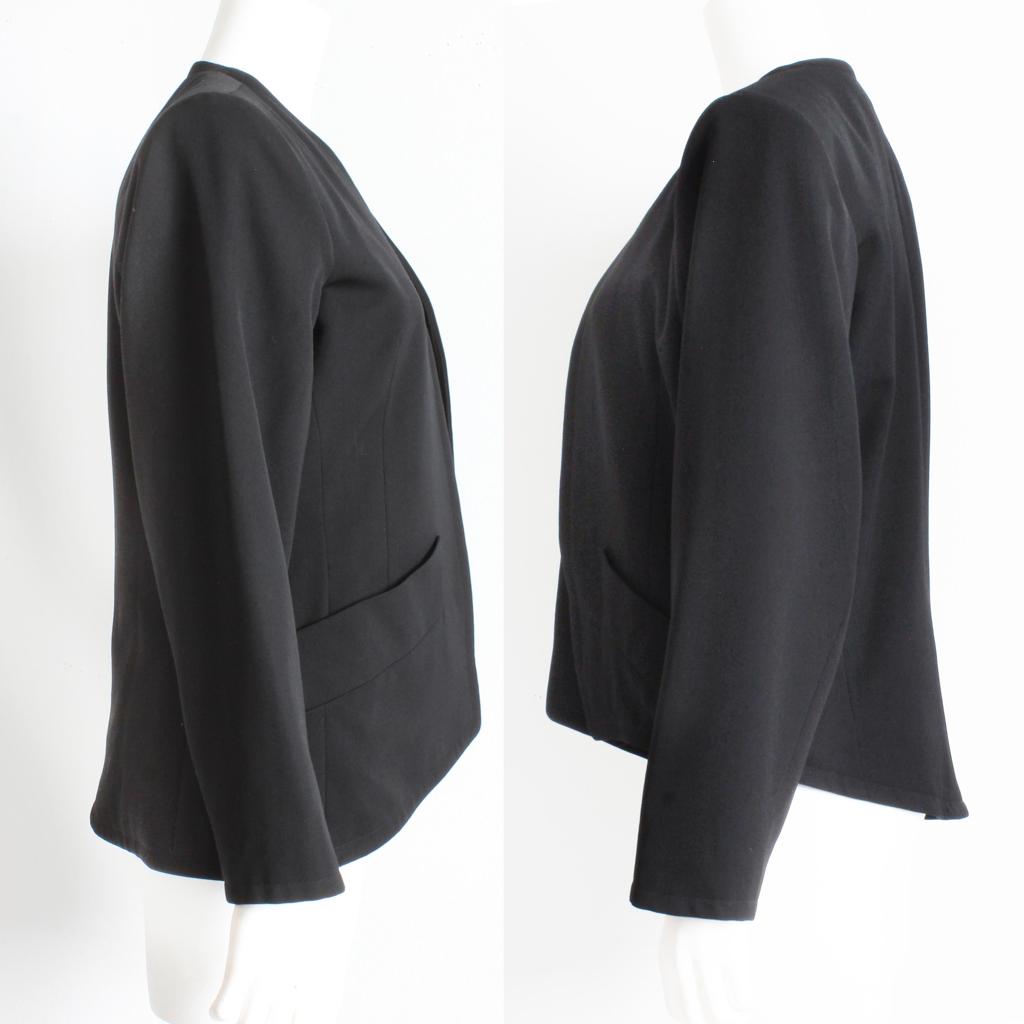 Yves Saint Laurent Dress and Jacket 2pc Set Black Wool YSL Rive Gauche 90s Sz 40 For Sale 8