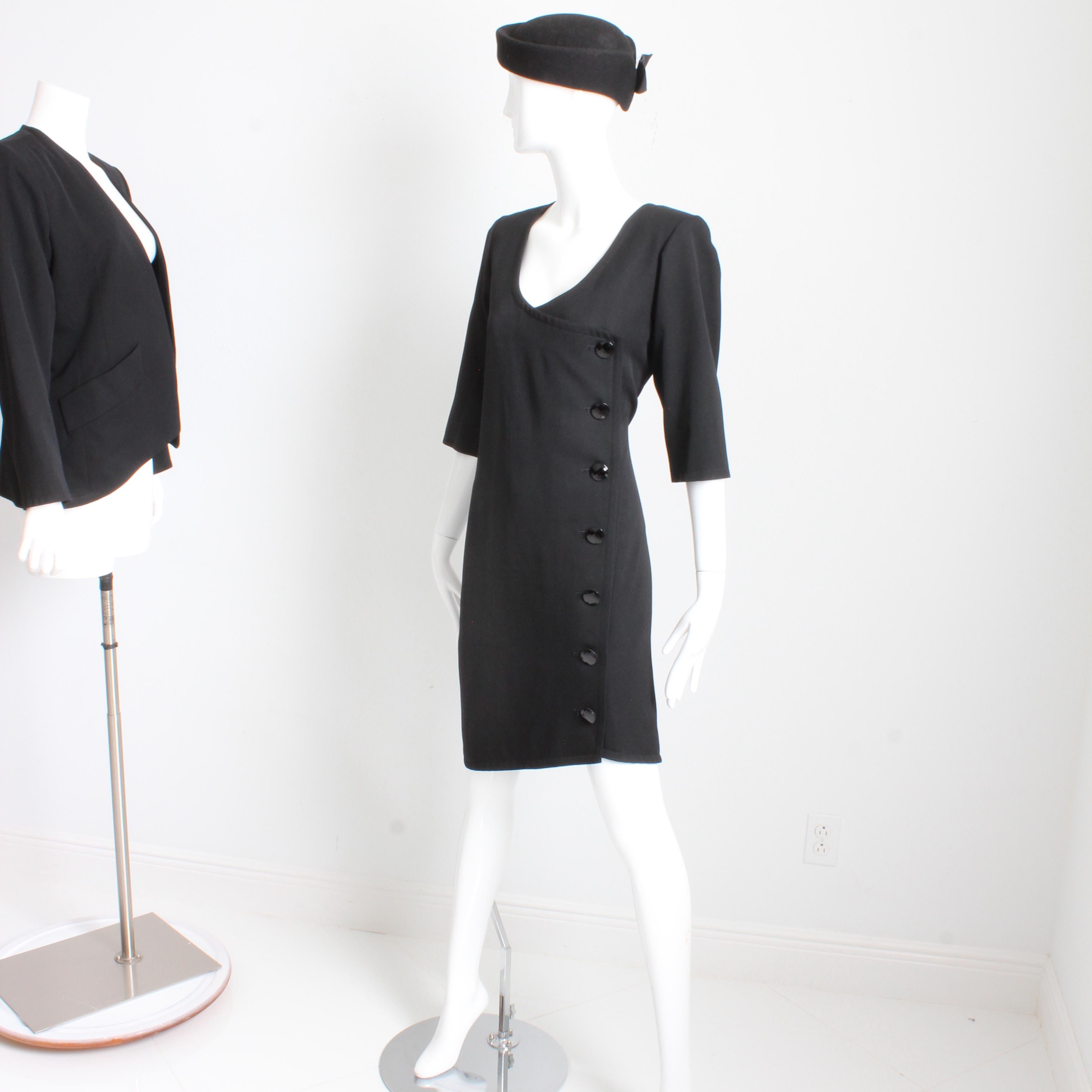 Yves Saint Laurent Vestito e Giacca 2 pezzi Set Lana Nera YSL Rive Gauche 90s Sz 40 in vendita 6