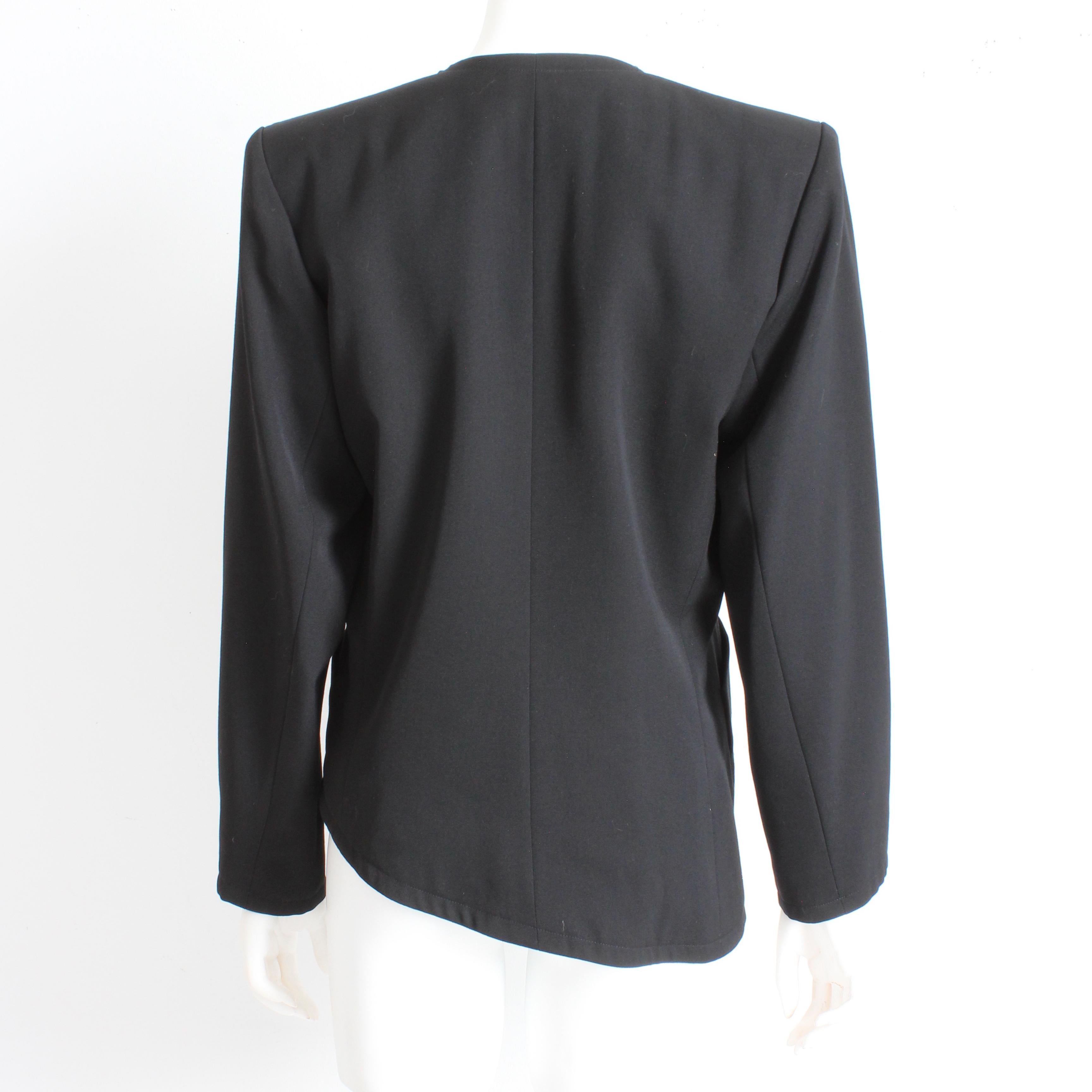 Yves Saint Laurent Dress and Jacket 2pc Set Black Wool YSL Rive Gauche 90s Sz 40 For Sale 9