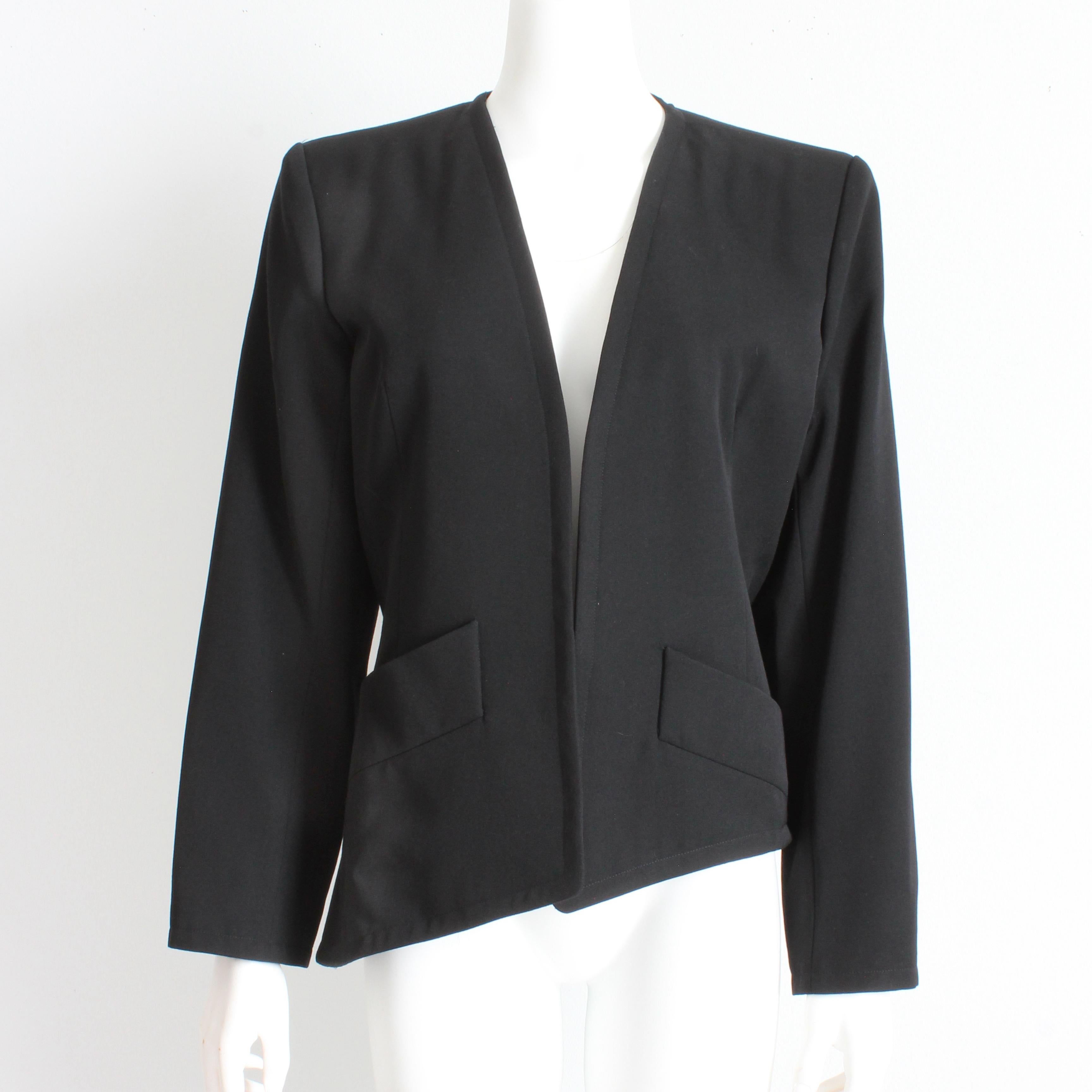 Yves Saint Laurent Vestito e Giacca 2 pezzi Set Lana Nera YSL Rive Gauche 90s Sz 40 in vendita 7