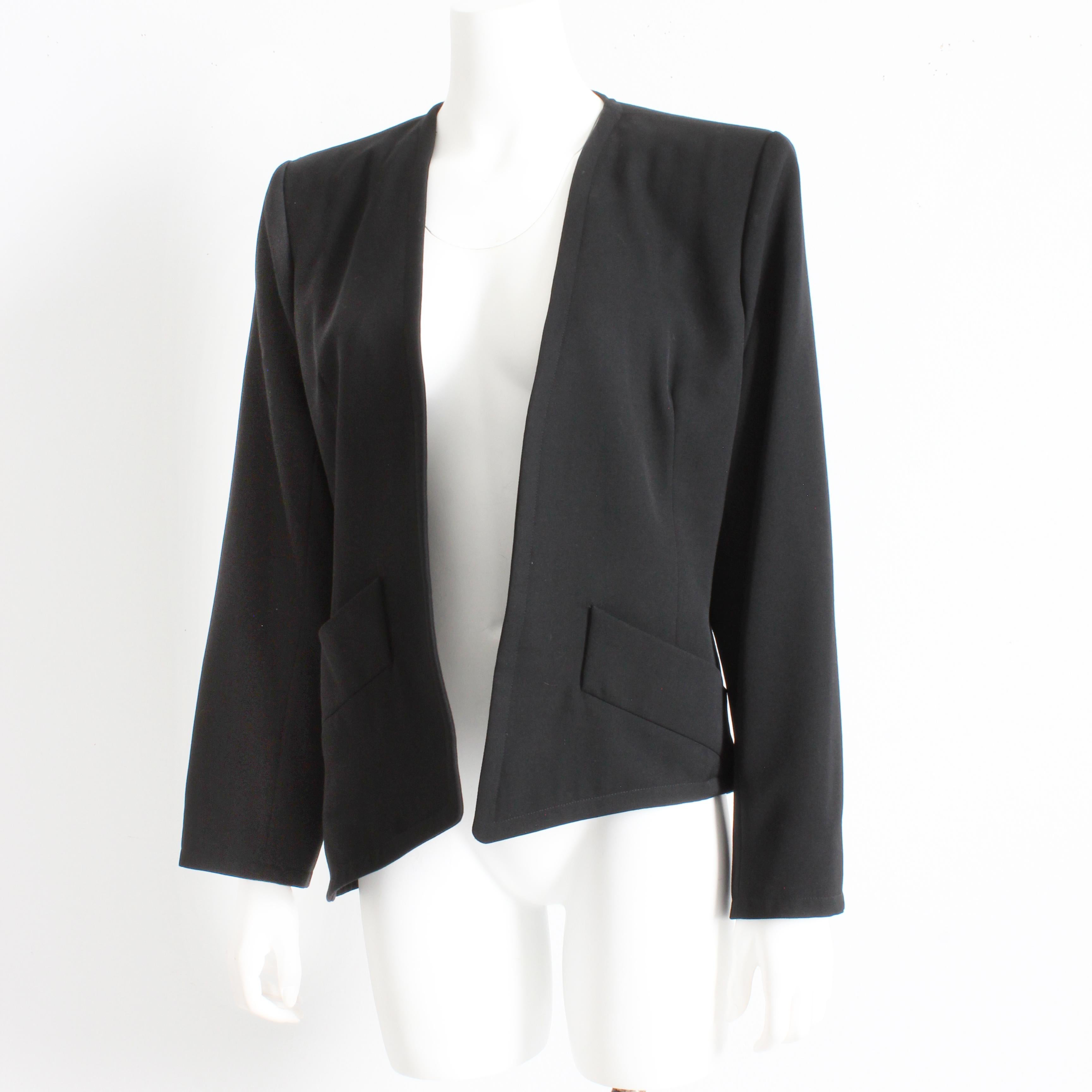 Ensemble robe et veste Yves Saint Laurent 2 pièces en laine noire YSL Rive Gauche des années 90 Taille 40 en vente 9