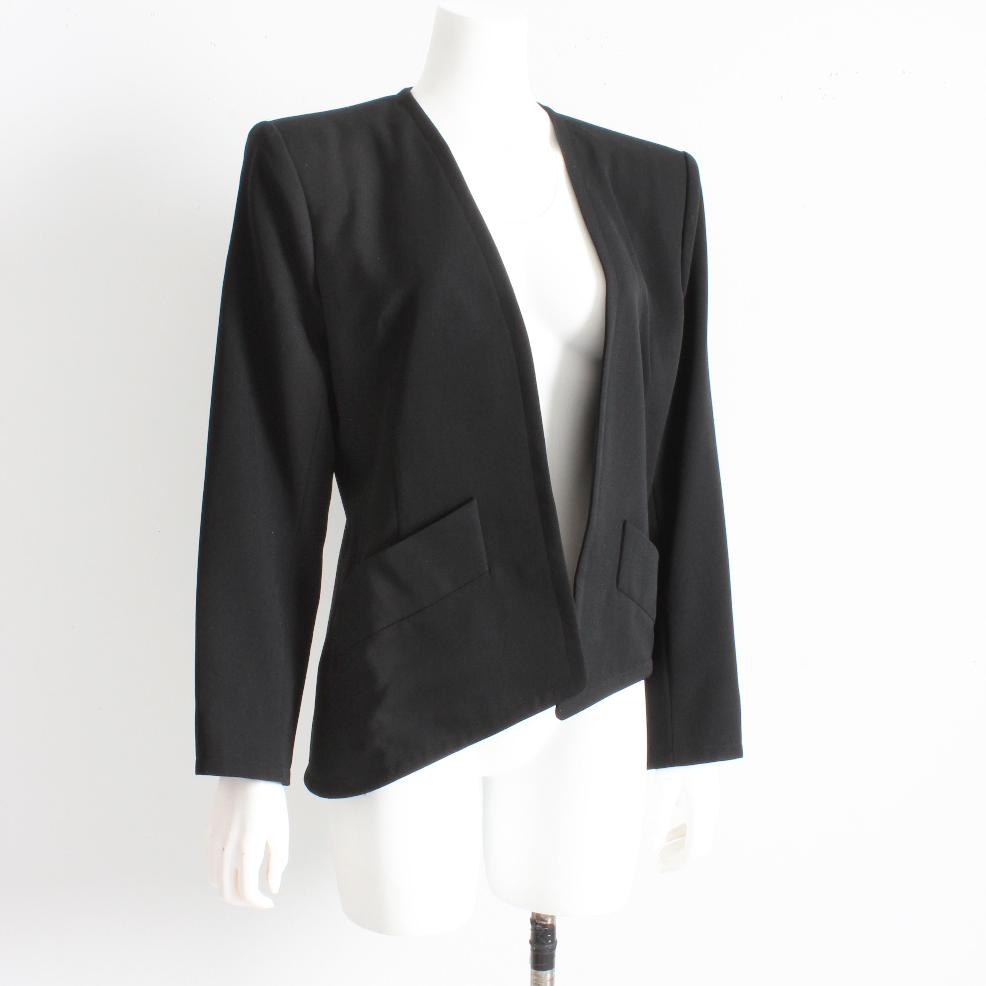 Ensemble robe et veste Yves Saint Laurent 2 pièces en laine noire YSL Rive Gauche des années 90 Taille 40 en vente 8