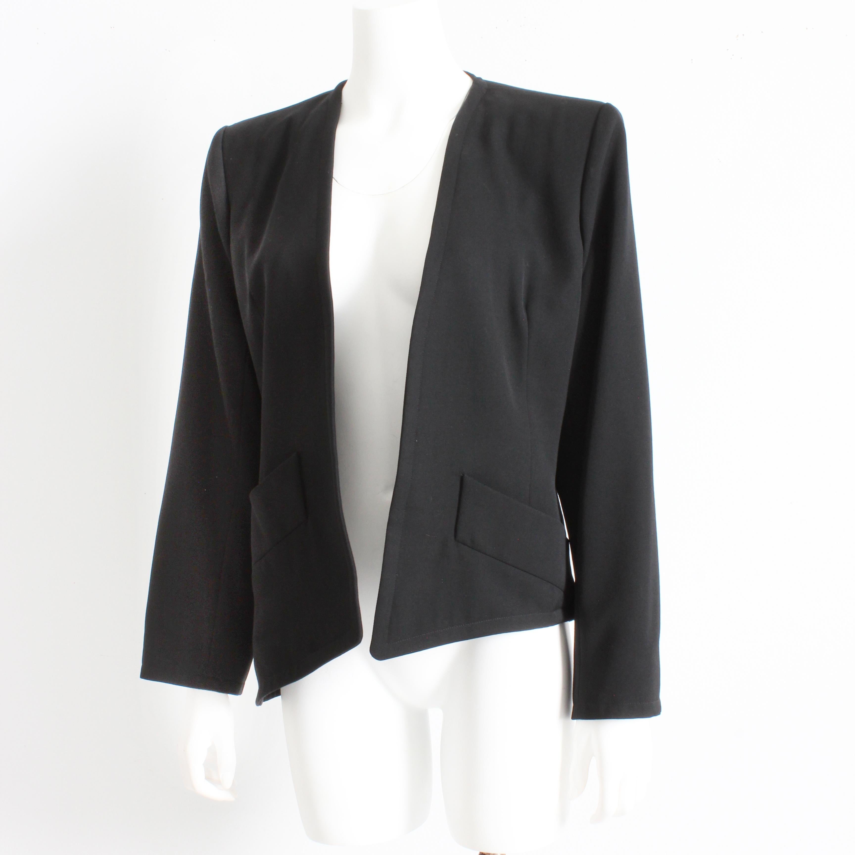 Yves Saint Laurent Vestito e Giacca 2 pezzi Set Lana Nera YSL Rive Gauche 90s Sz 40 in vendita 9