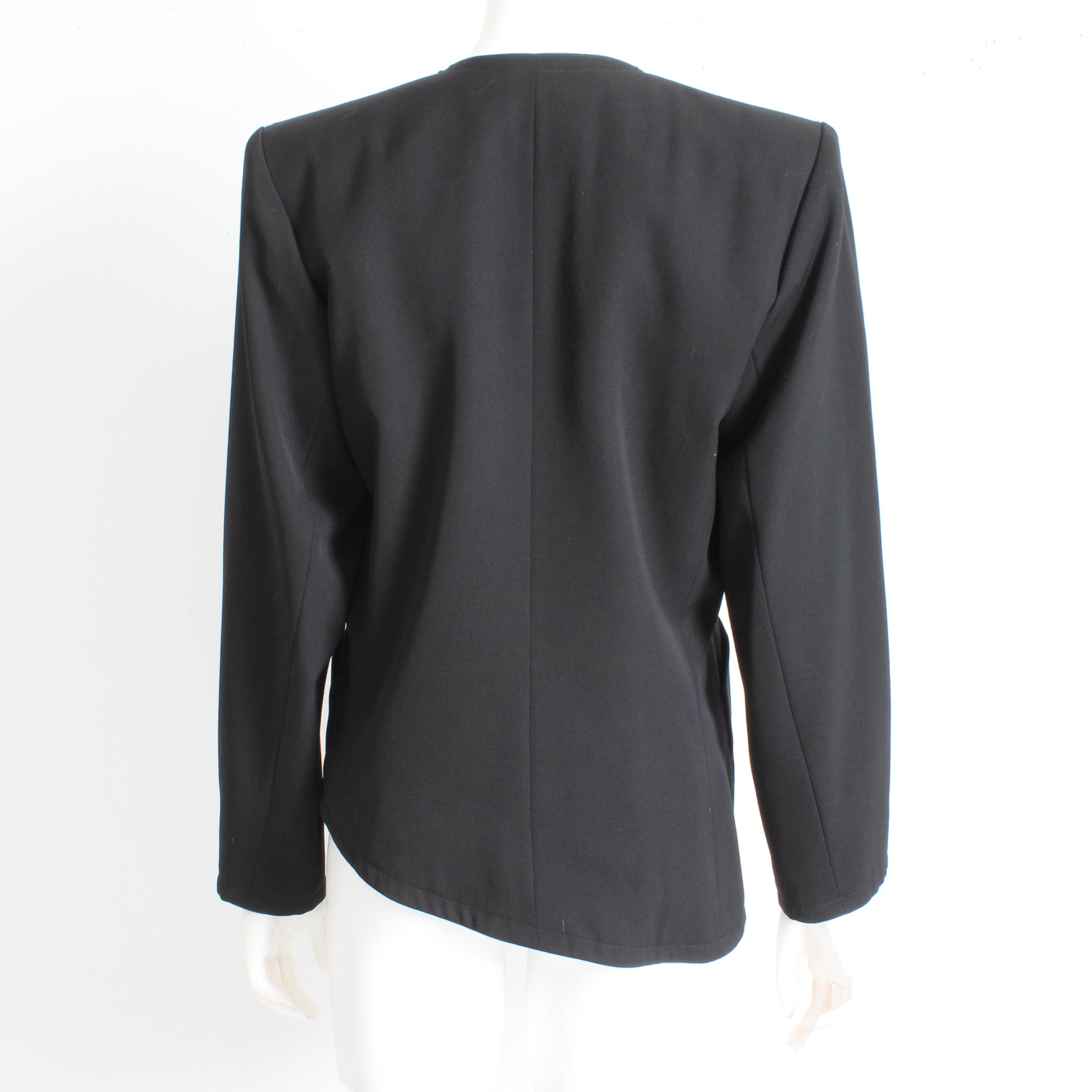 Yves Saint Laurent Vestito e Giacca 2 pezzi Set Lana Nera YSL Rive Gauche 90s Sz 40 in vendita 11