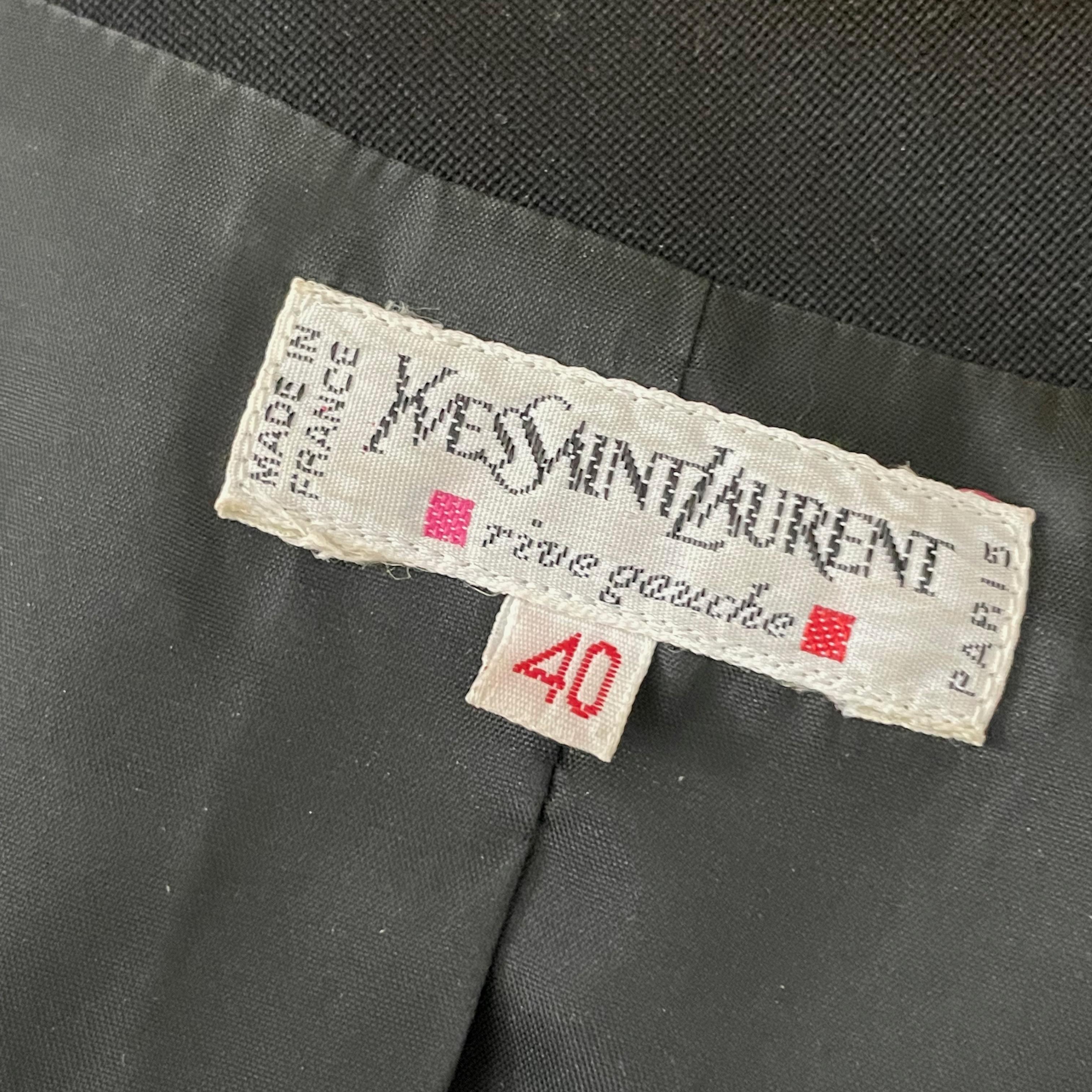 Yves Saint Laurent Vestito e Giacca 2 pezzi Set Lana Nera YSL Rive Gauche 90s Sz 40 in vendita 12