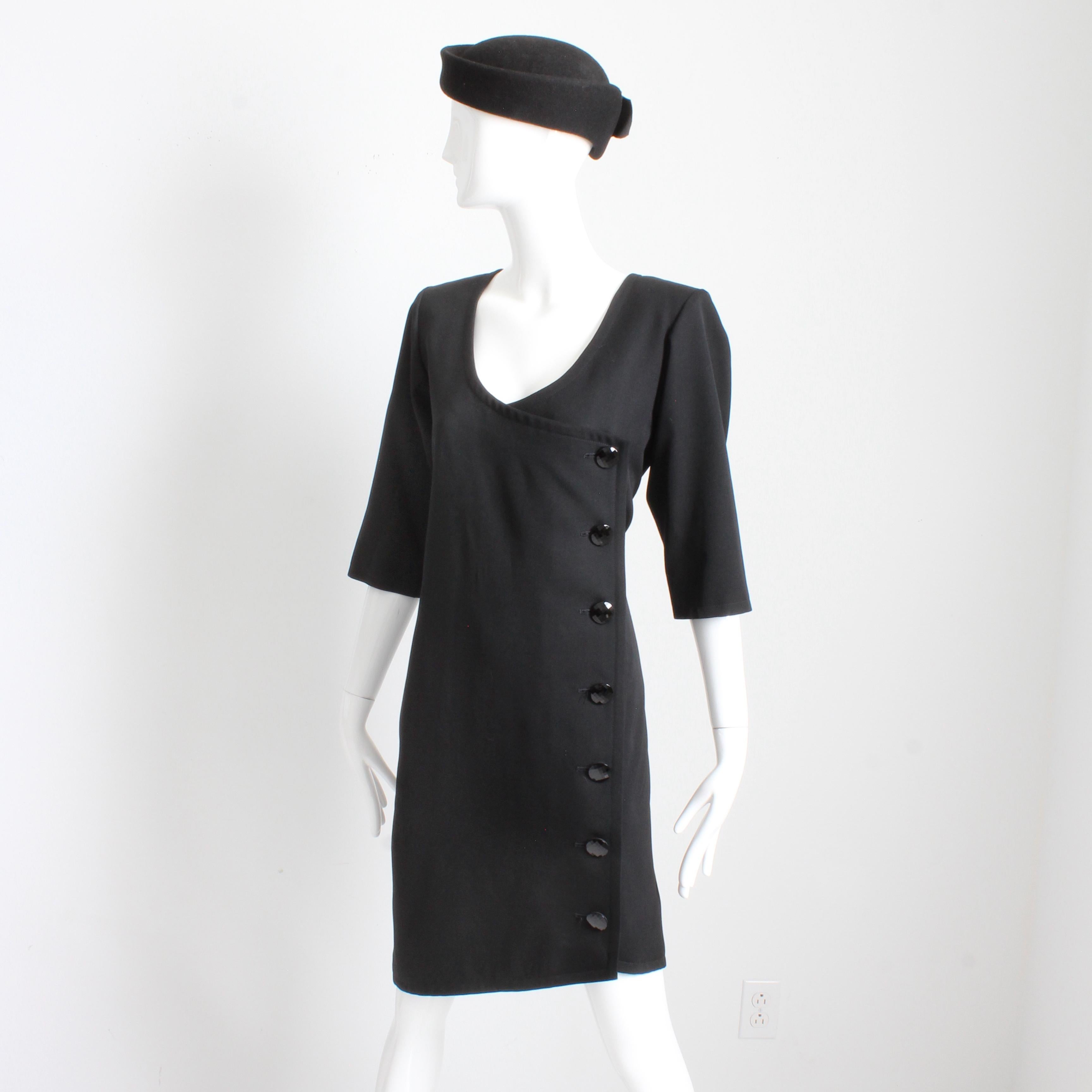 Yves Saint Laurent Dress and Jacket 2pc Set Black Wool YSL Rive Gauche 90s Sz 40 For Sale 2