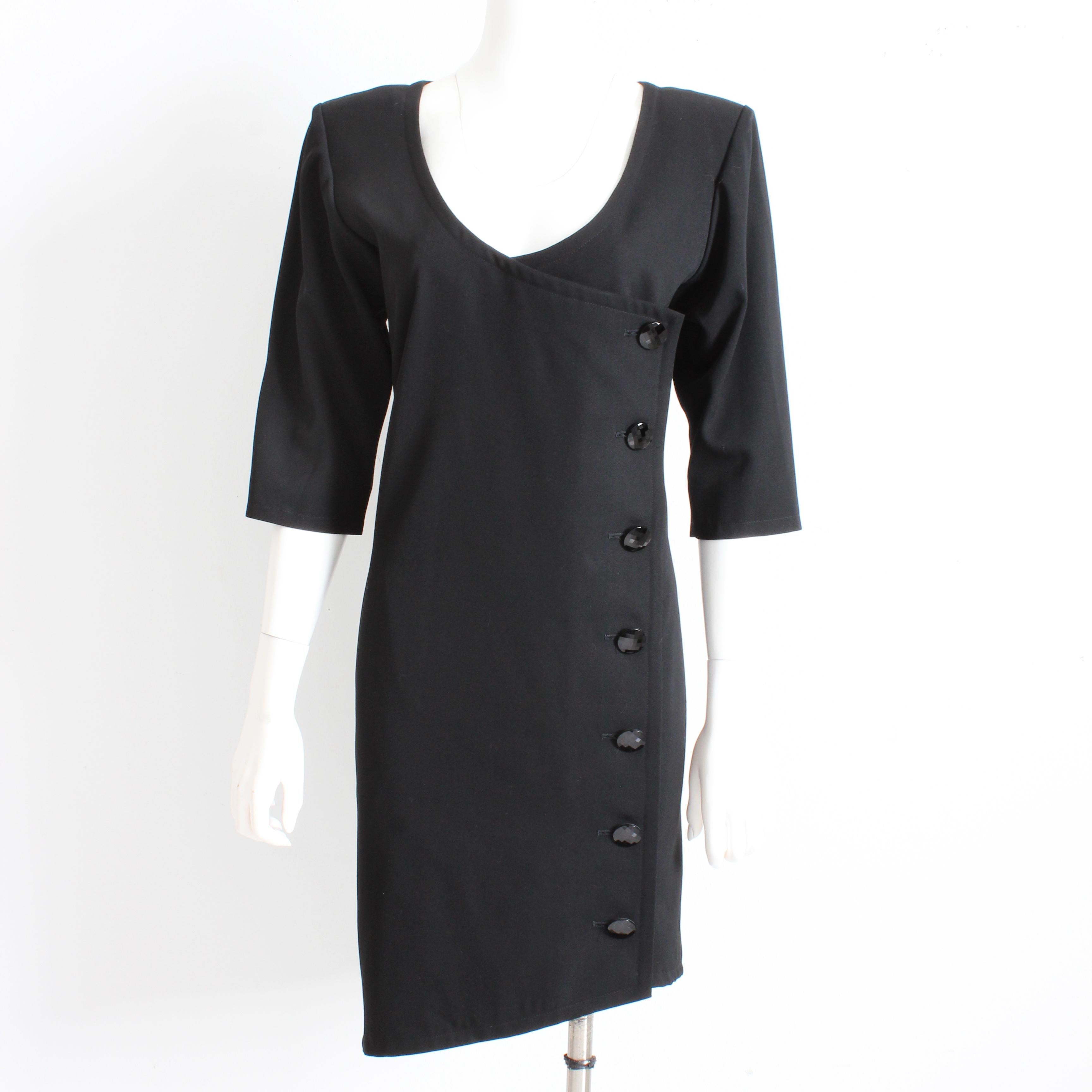Yves Saint Laurent Vestito e Giacca 2 pezzi Set Lana Nera YSL Rive Gauche 90s Sz 40 In condizioni buone in vendita a Port Saint Lucie, FL
