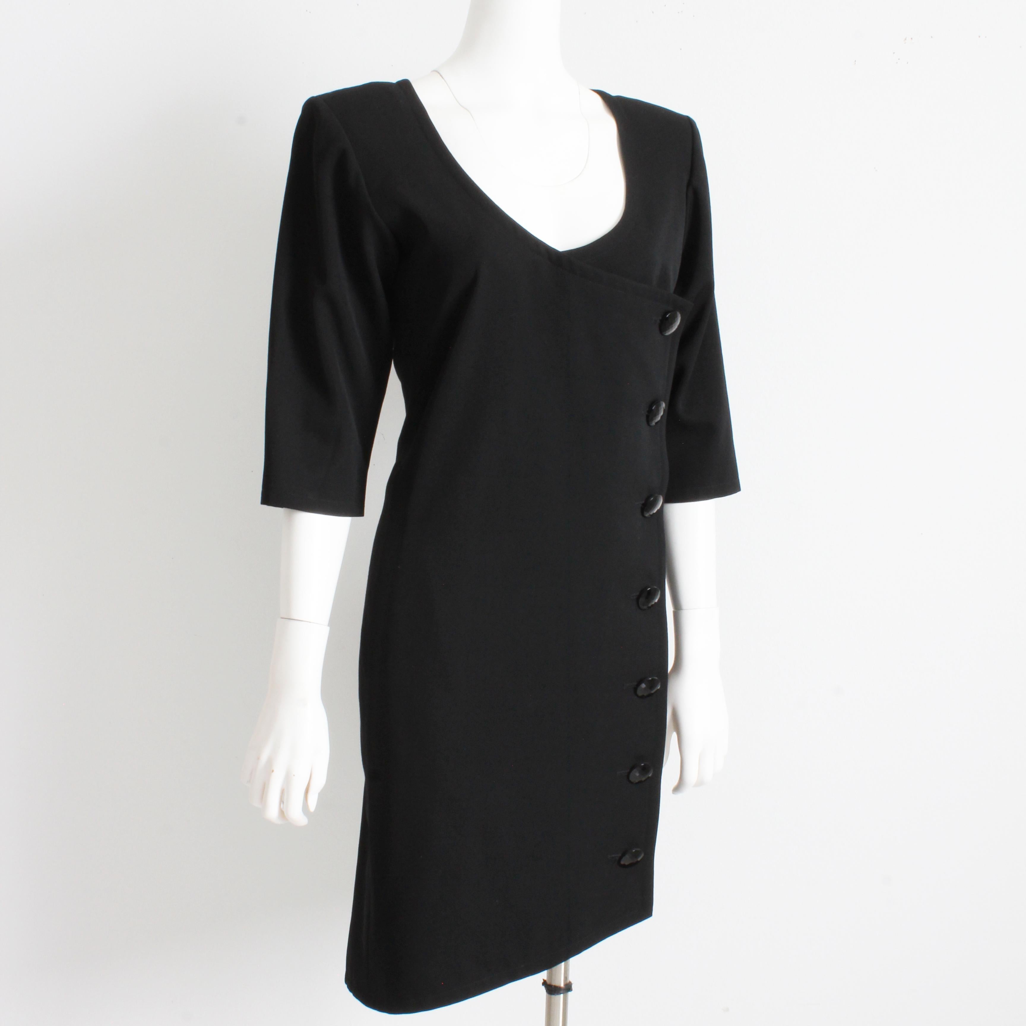 Donna Yves Saint Laurent Vestito e Giacca 2 pezzi Set Lana Nera YSL Rive Gauche 90s Sz 40 in vendita