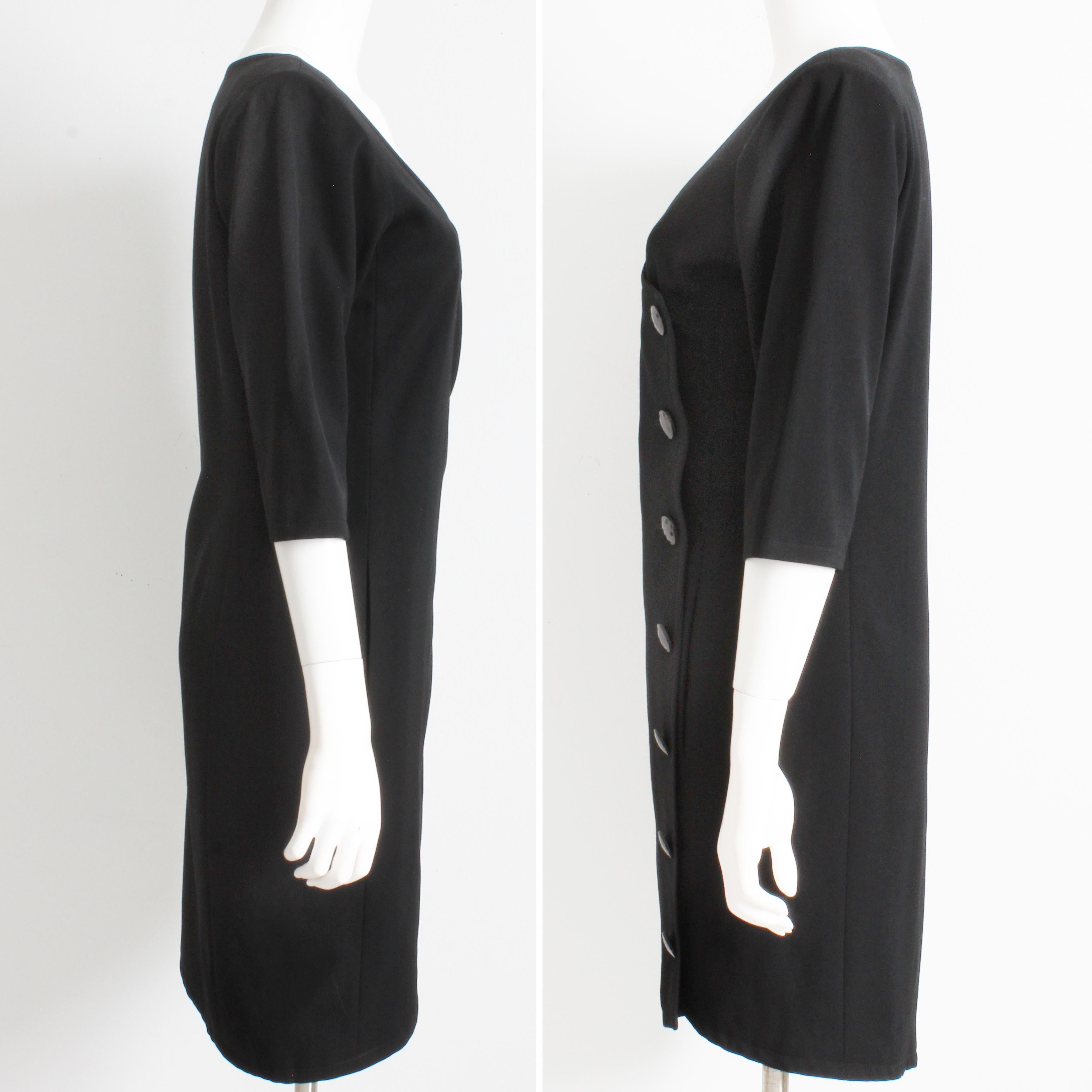 Ensemble robe et veste Yves Saint Laurent 2 pièces en laine noire YSL Rive Gauche des années 90 Taille 40 en vente 1