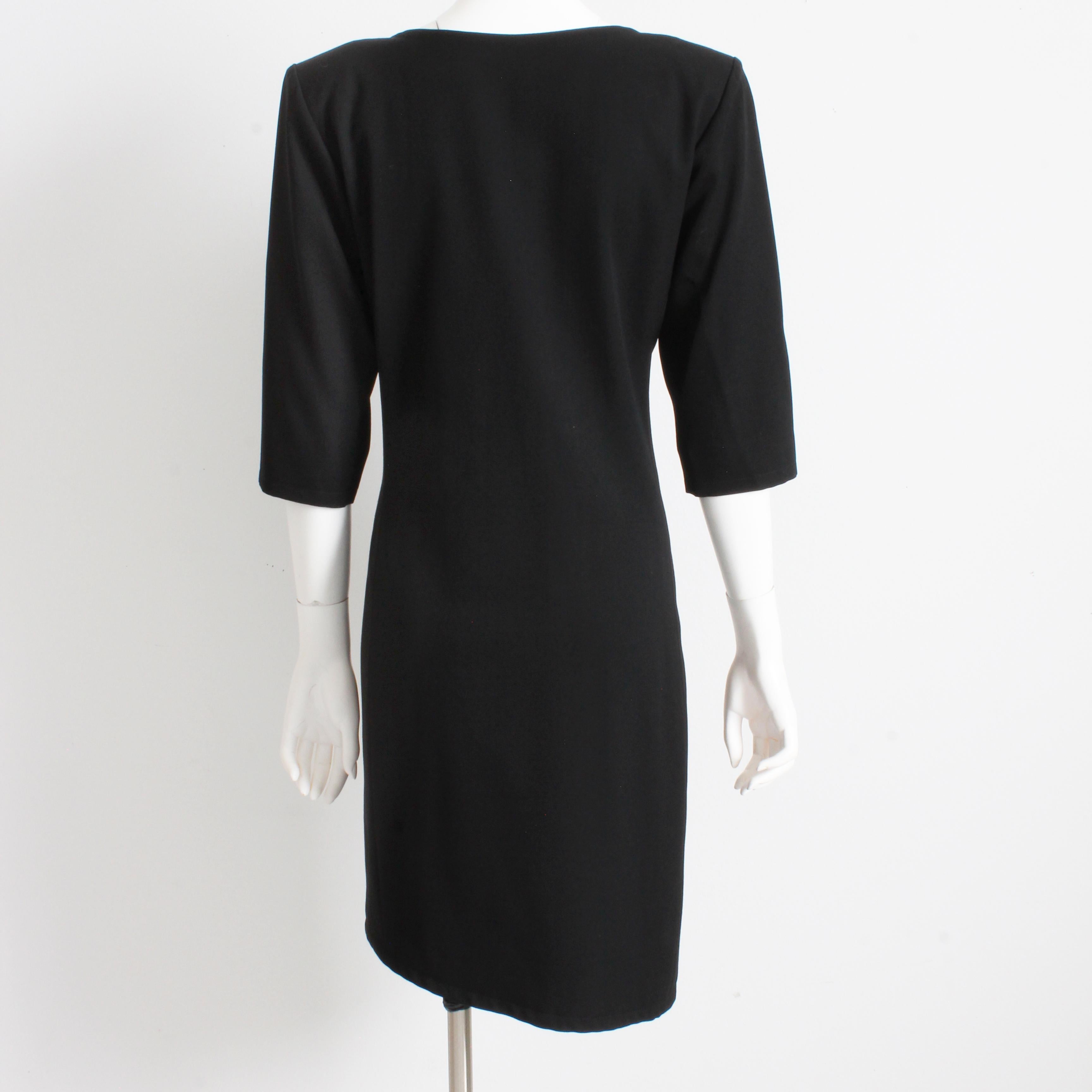 Ensemble robe et veste Yves Saint Laurent 2 pièces en laine noire YSL Rive Gauche des années 90 Taille 40 en vente 2