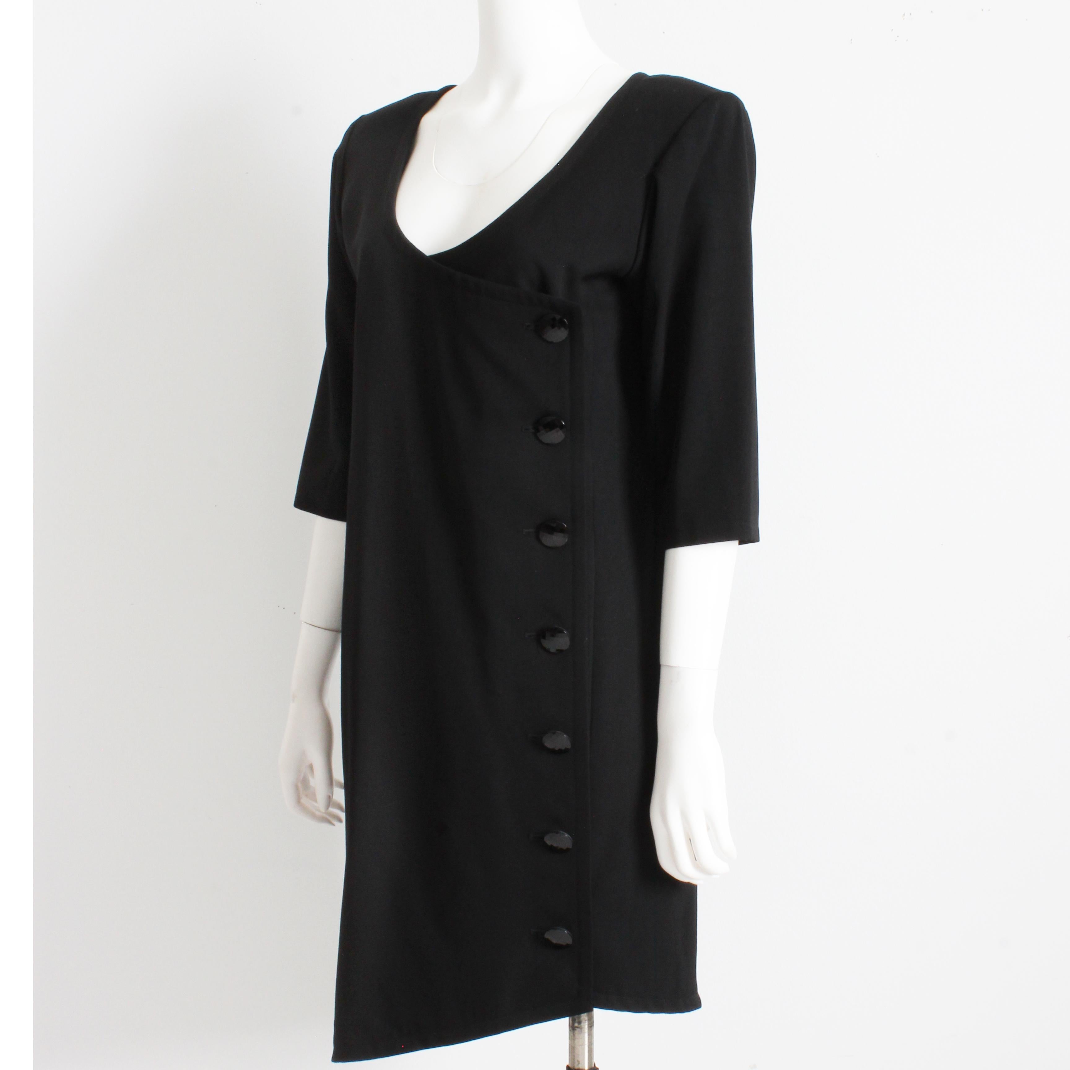 Ensemble robe et veste Yves Saint Laurent 2 pièces en laine noire YSL Rive Gauche des années 90 Taille 40 en vente 3