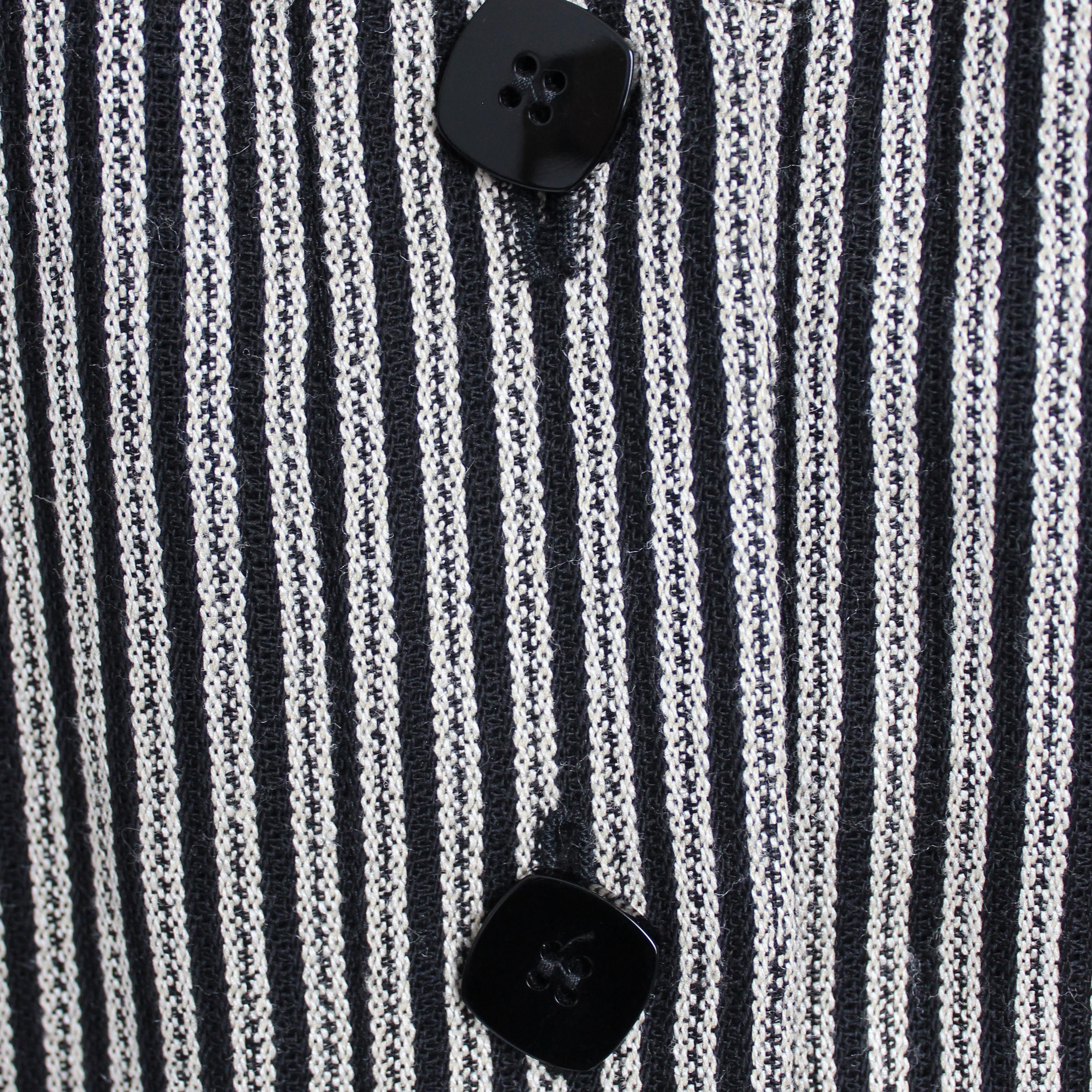 Yves Saint Laurent Dress B/W Pinstripe Silk Blend YSL Rive Gauche 1990s Sz 46 For Sale 2