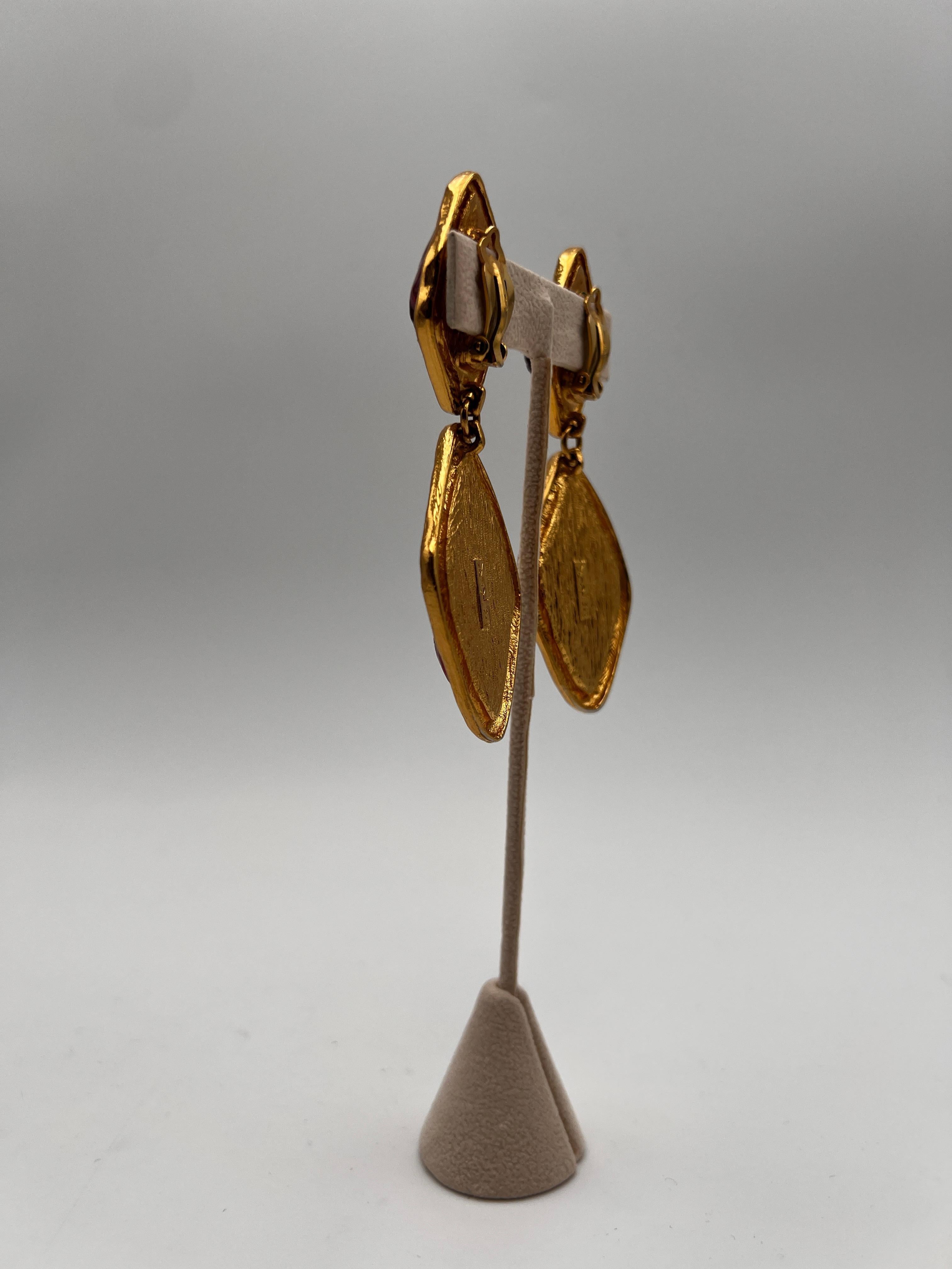 Yves Saint Laurent Drop earrings Robert Gossens 1980 Paris For Sale 7