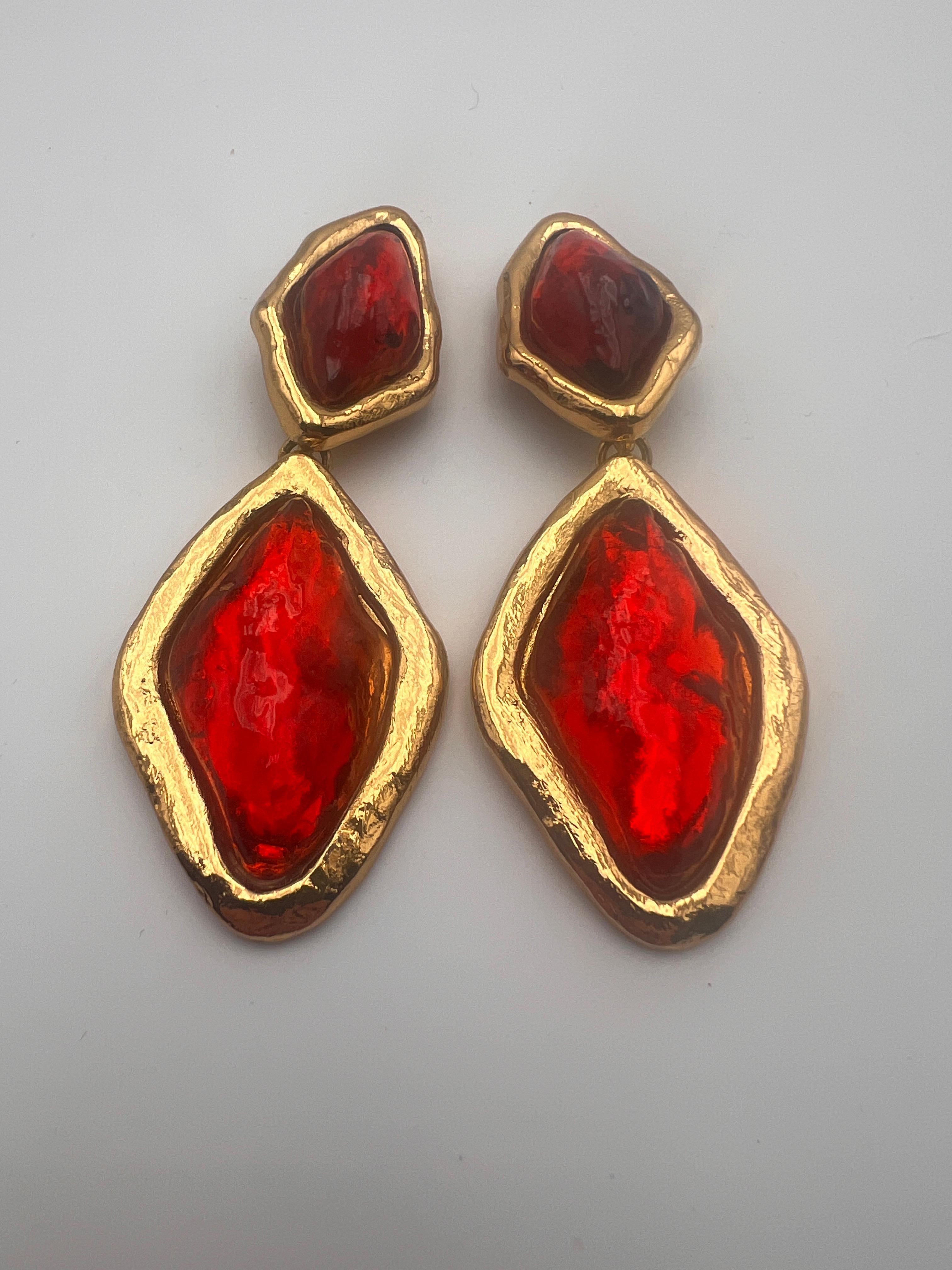Yves Saint Laurent Drop earrings Robert Gossens 1980 Paris In Good Condition For Sale In Palm Beach, FL