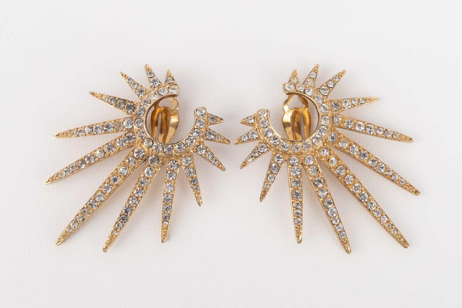 Yves Saint Laurent Earrings with Rhinestones In Excellent Condition For Sale In SAINT-OUEN-SUR-SEINE, FR