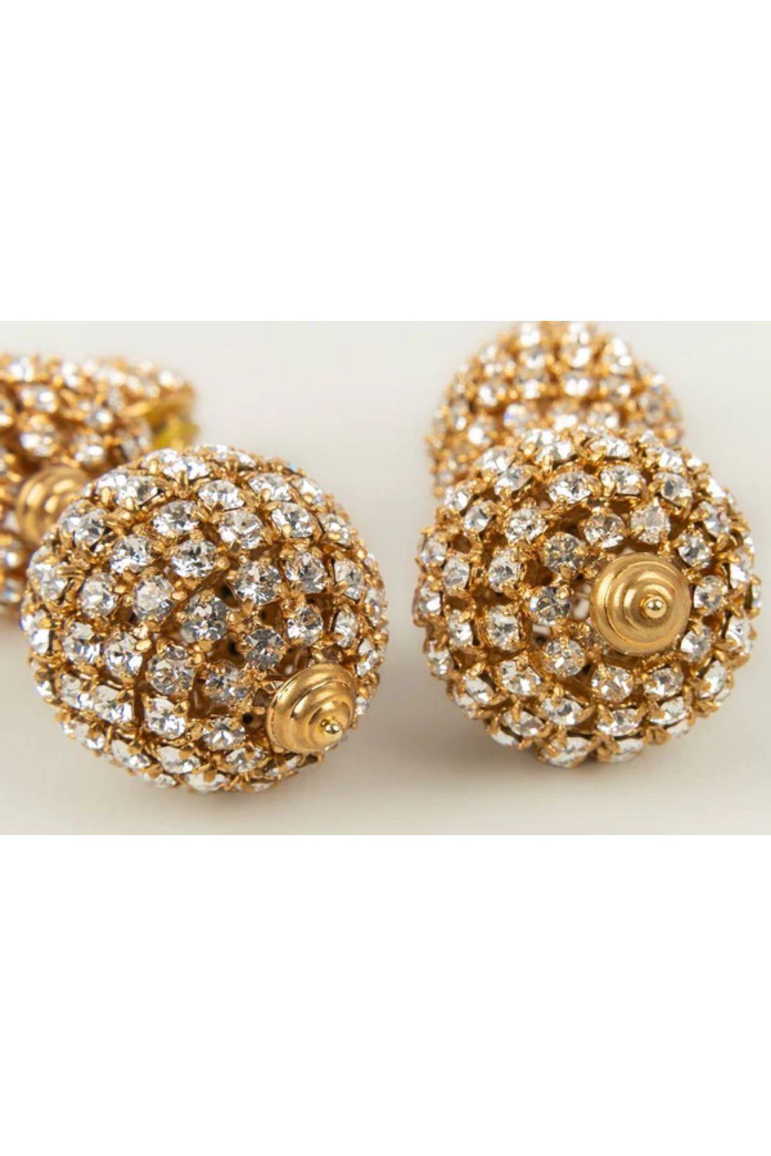 Yves Saint Laurent Earrings with Rhinestones In Excellent Condition For Sale In SAINT-OUEN-SUR-SEINE, FR