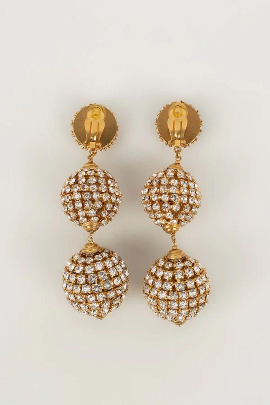 Yves Saint Laurent Earrings with Rhinestones In Excellent Condition In SAINT-OUEN-SUR-SEINE, FR