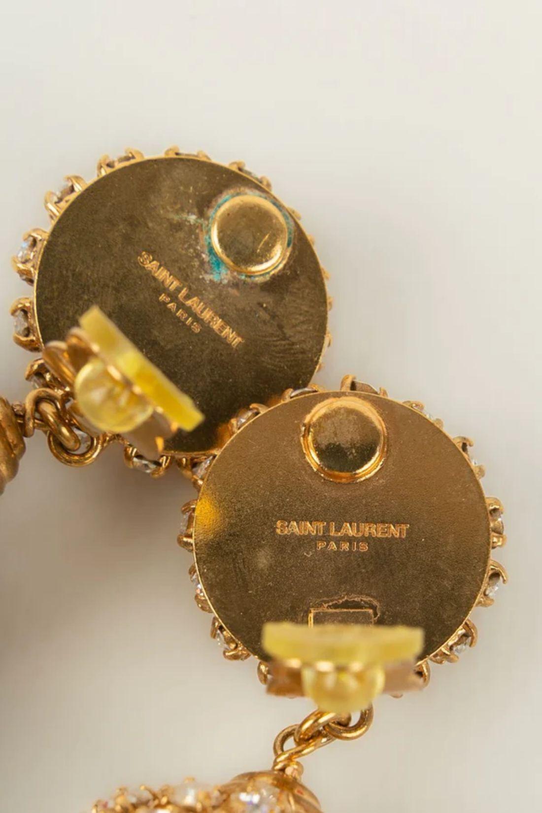 Yves Saint Laurent Earrings with Rhinestones For Sale 2